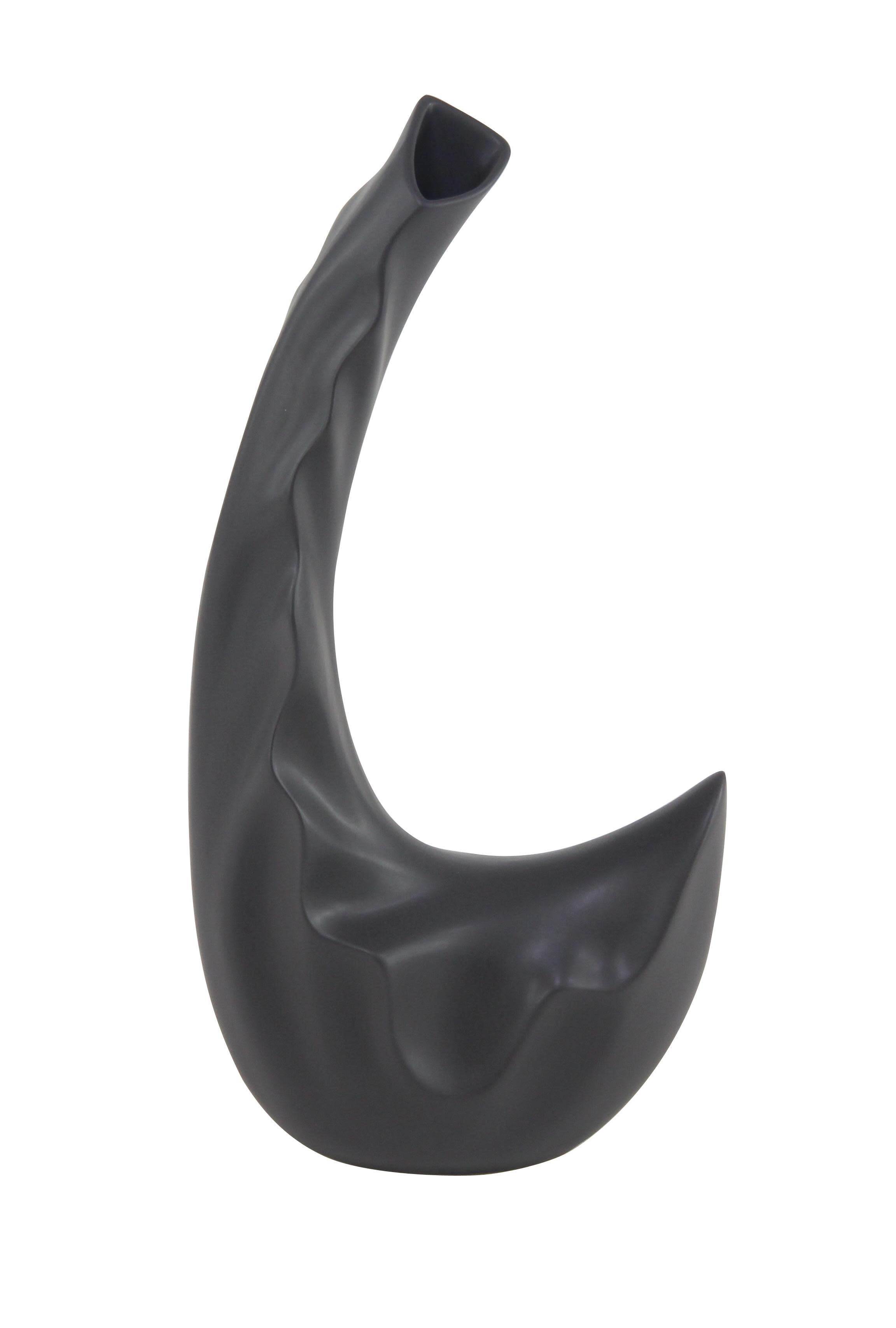 Black Ceramic  Vase, 9" x 5" x 19"