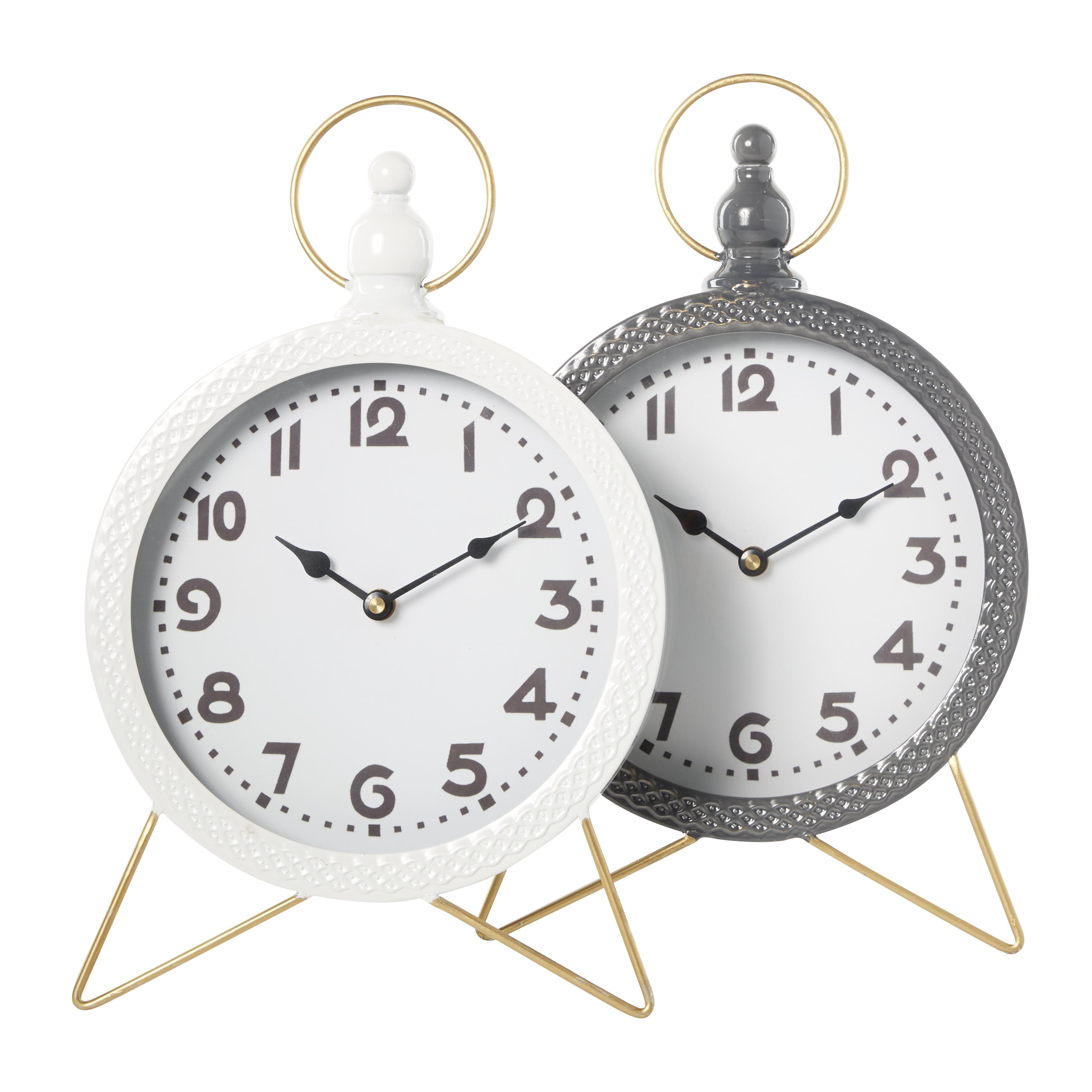 Multi Colored Metal  Decorative Clock with Gold Accents, 2 Assorted 10"W, 16"H
