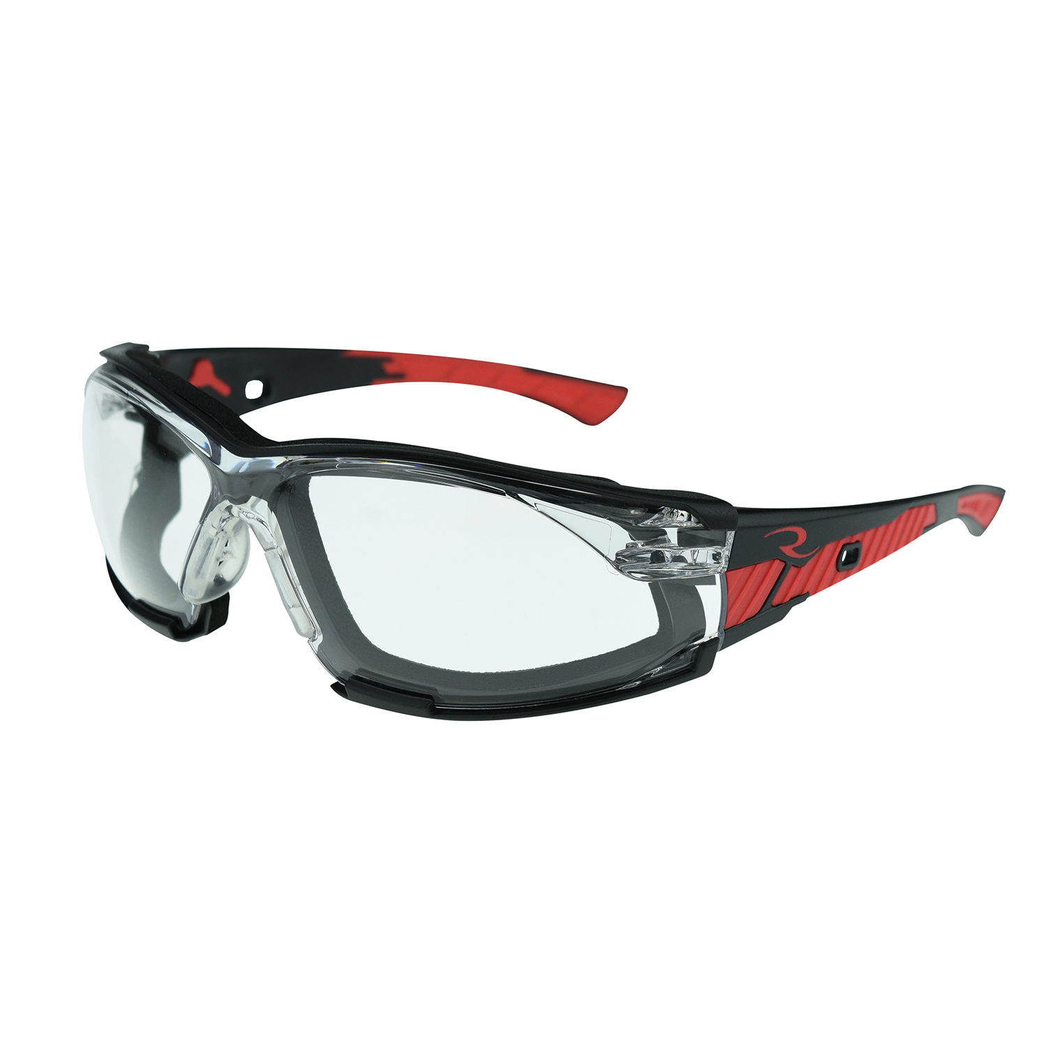 Obliterator IQ - IQuity Anti-Fog Foam Lined Safety Eyewear - Black / Red Frame - Clear IQ Anti-Fog Lens
