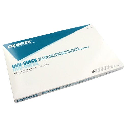 Duo-Check® Sterilization Pouches, Self-Sealing, 12" x 18", Blue Tinted Film - 100/Box