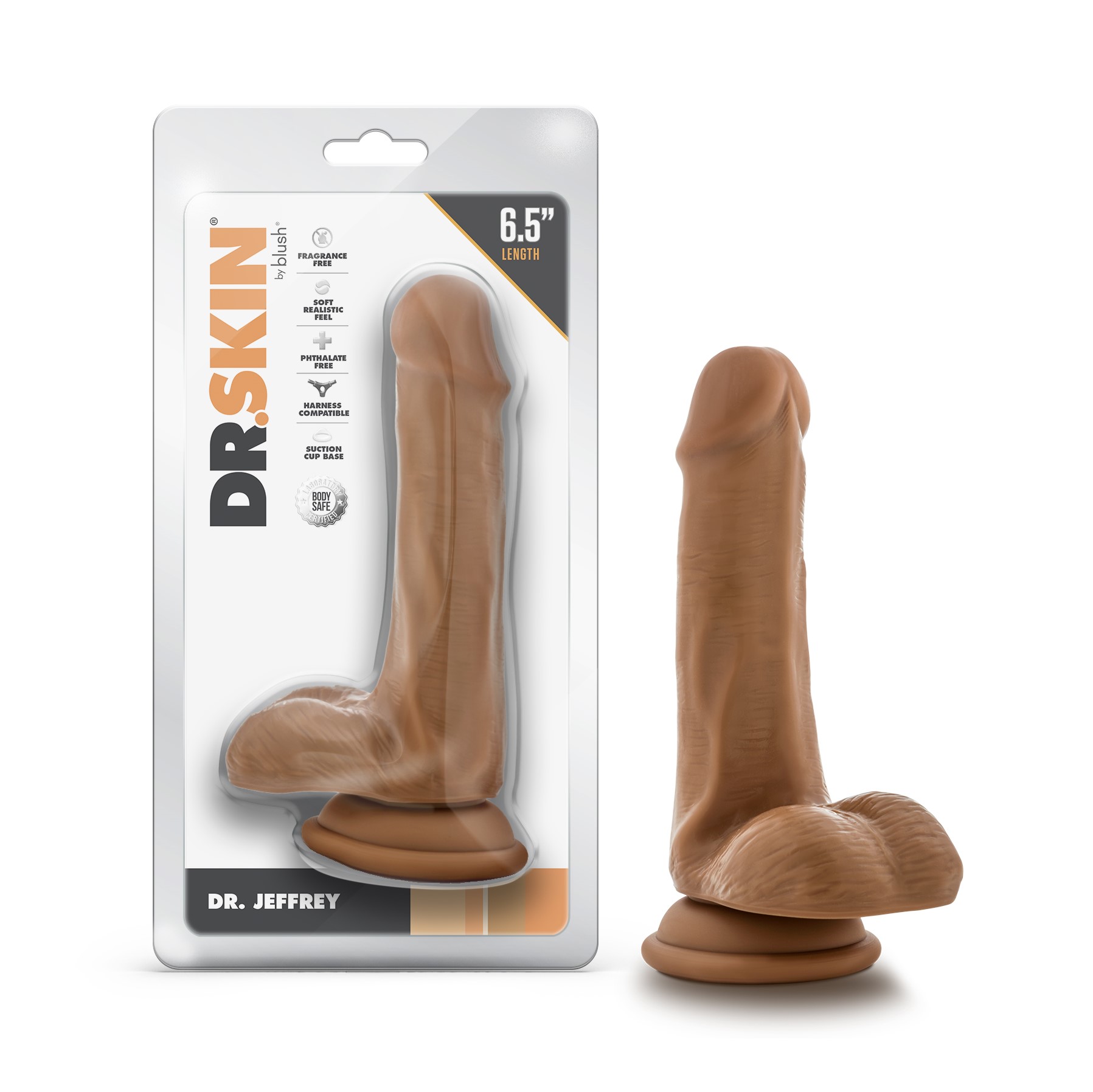 Blush Dr. Skin Dr. Jeffrey 6.5 Inch Long Dildo with Suction Cup & Balls Tan