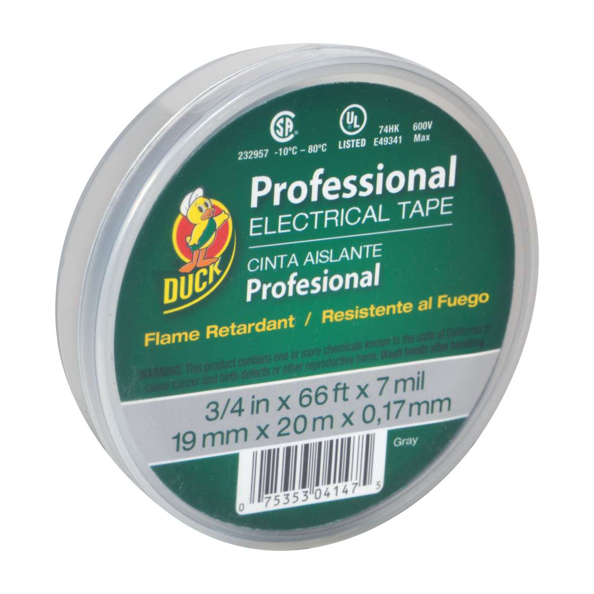 Duck® Brand Professional Electrical Tape Canister Pack - Grey, .75 in. x 66 ft. x 7 mil. Image
