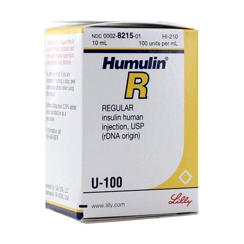 Humulin® R Regular Insulin U-100, 100u/ml 10ml Multiple Dose Vial