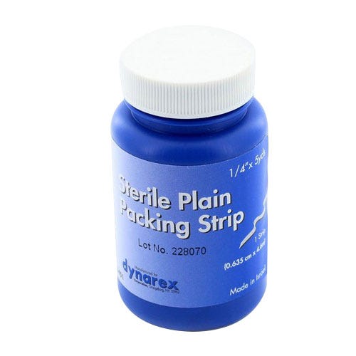 Packing Strips Plain Plain Sterile 1/4" x 5 Yards