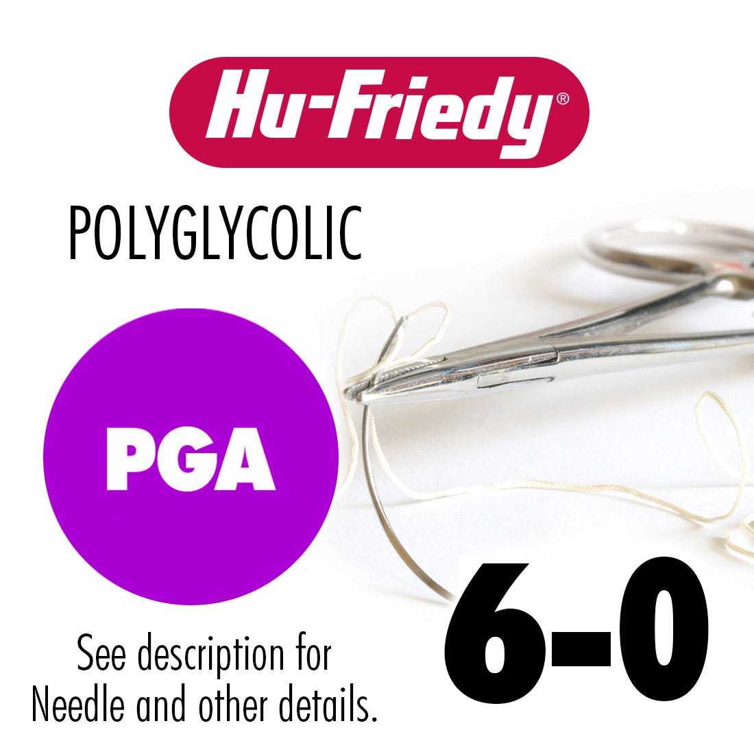 PGA Sutures 6-0, C-3 Needle 18" Undyed - 12/Box