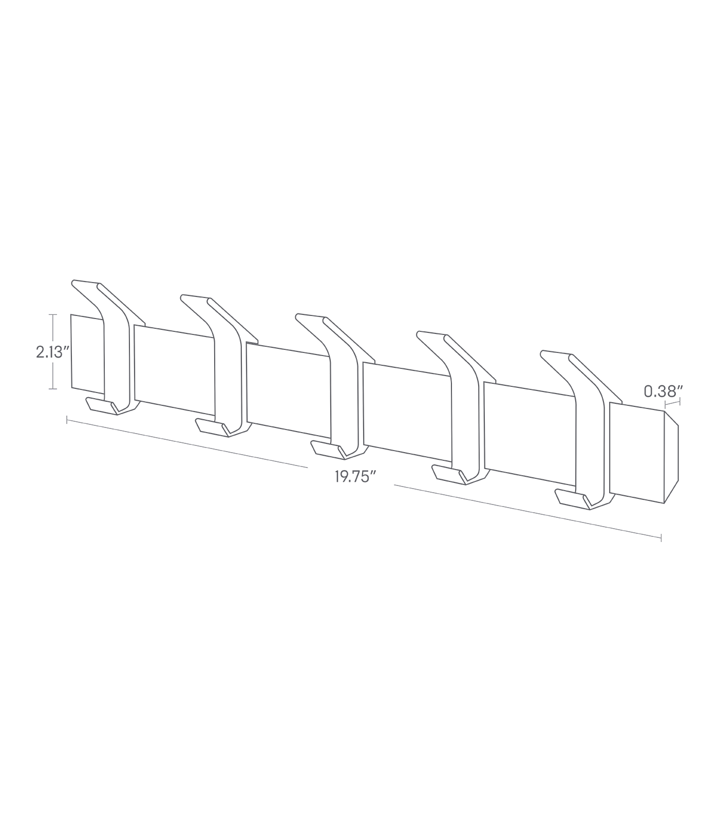 Dimenision image for Wall-Mounted Coat Rackon a white background showing total width of 19.75