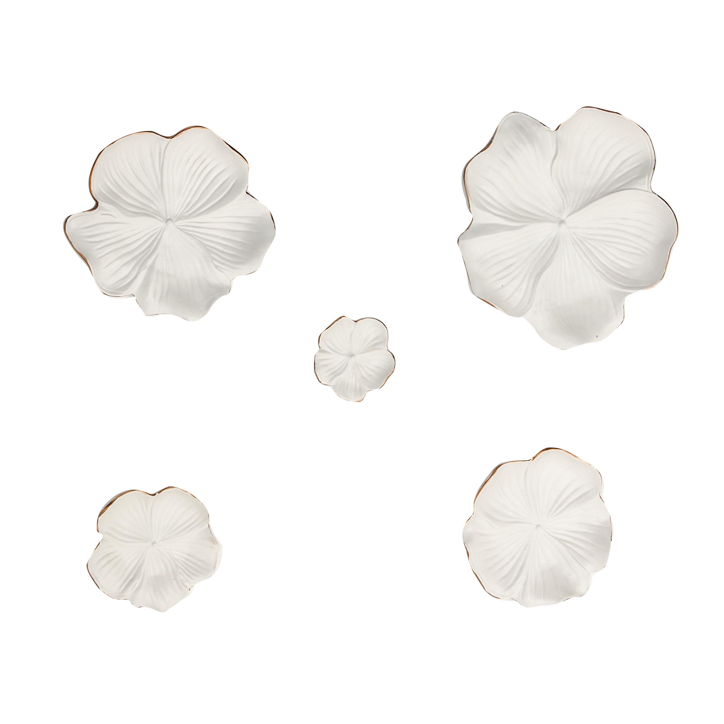 White Stoneware Eclectic Wall Decor, Set of 5 11" x 11" x 1"
