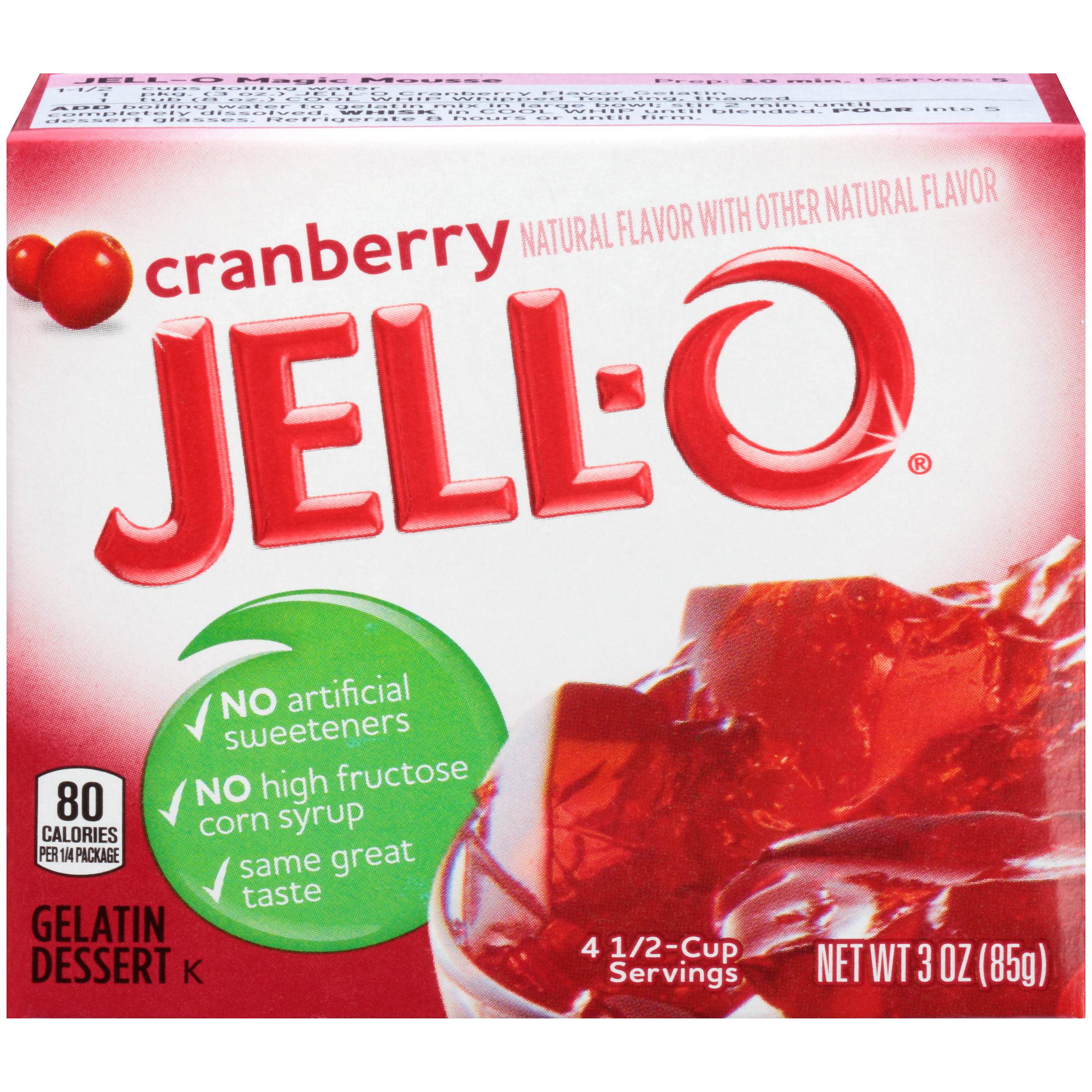 JellO Cranberry Gelatin Mix 3 oz Box Kraft Recipes