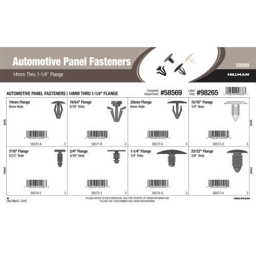 Automotive Panel Fasteners Assortment (14mm thru 11/4" Flange)