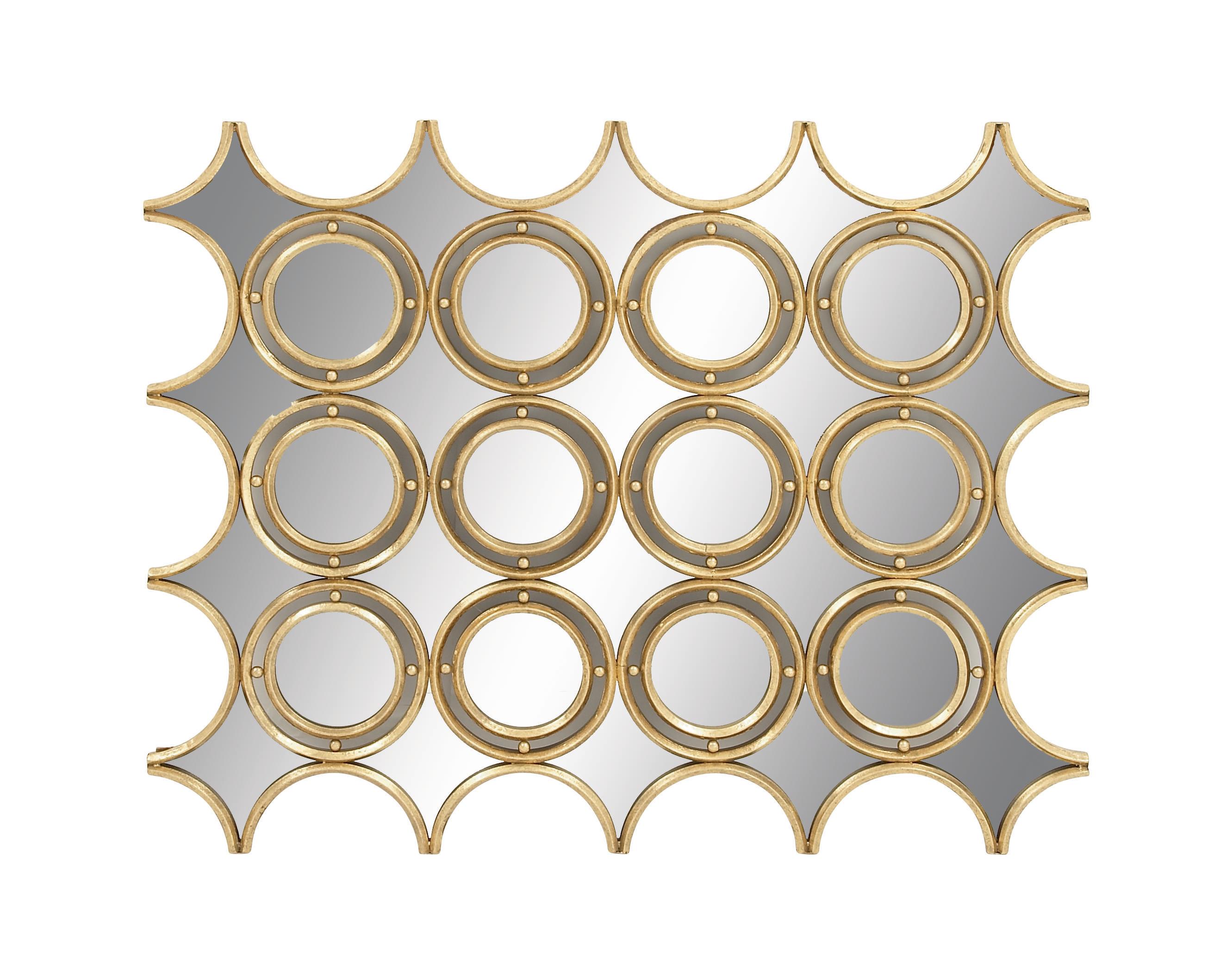 Gold Metal Natural Wall Mirror, 36" x 45" x 1"
