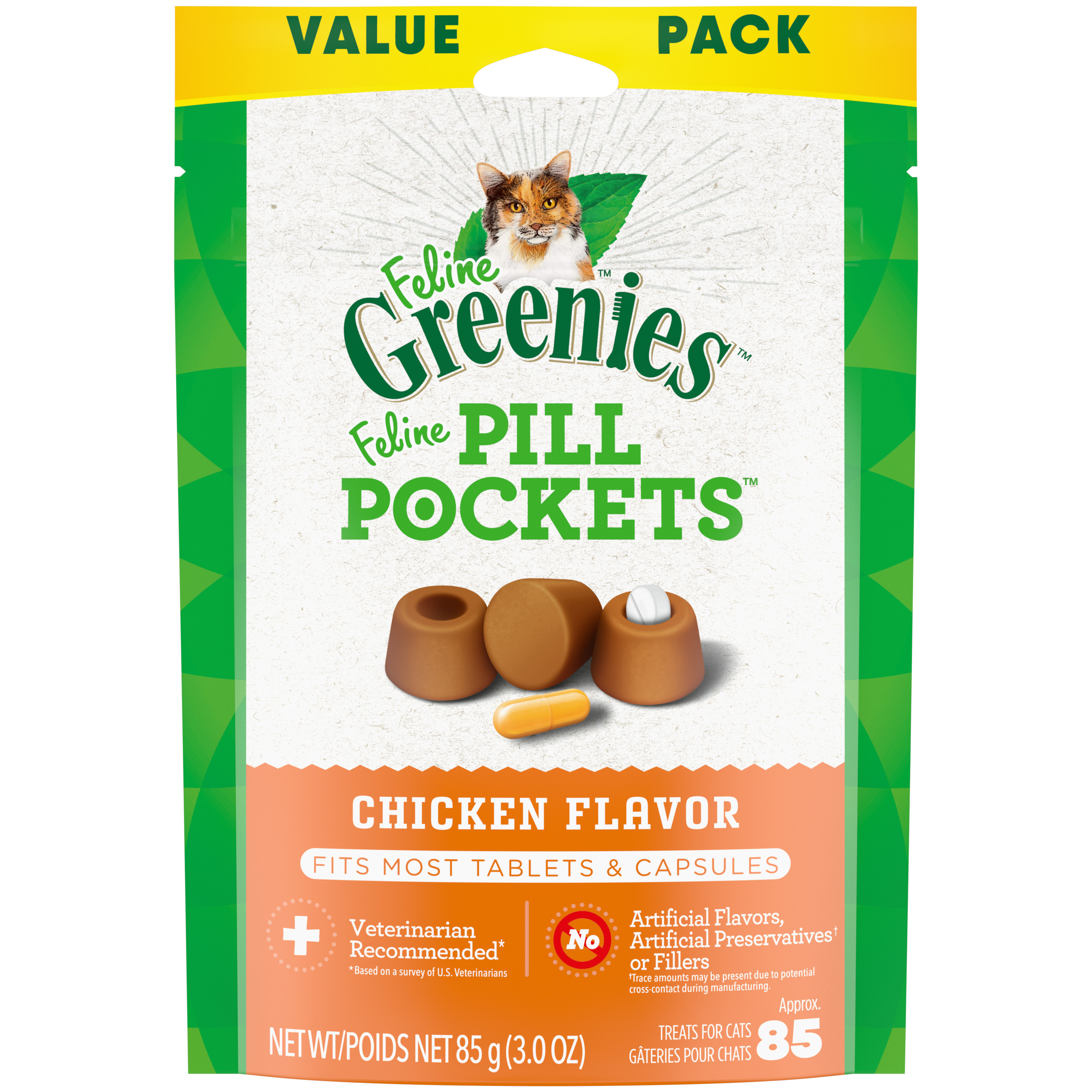 3 oz. Greenies Pill Pockets Cat Chicken Treats - Health/First Aid