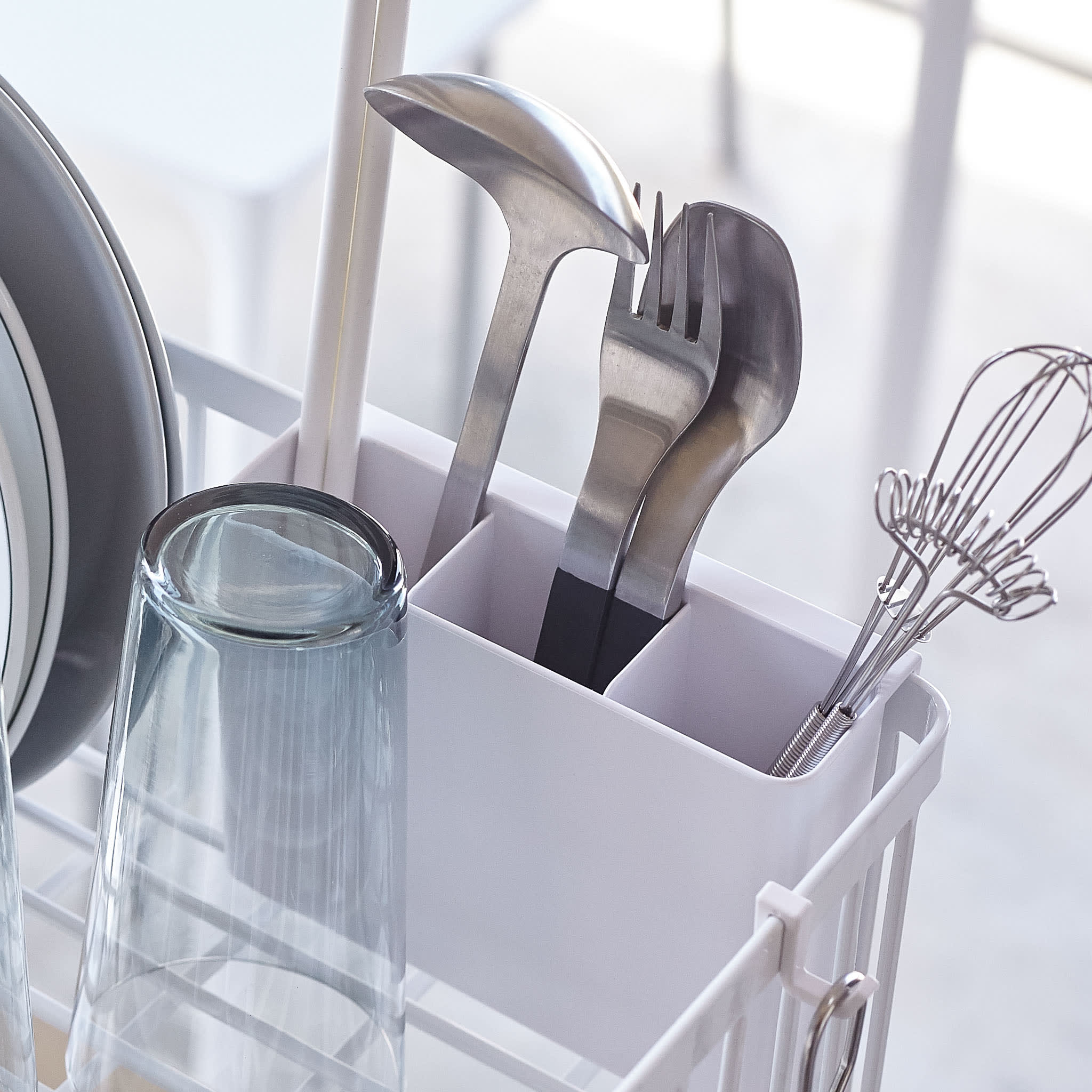 2-Tiered Drainer Rack : Flexible Cutlery Holder