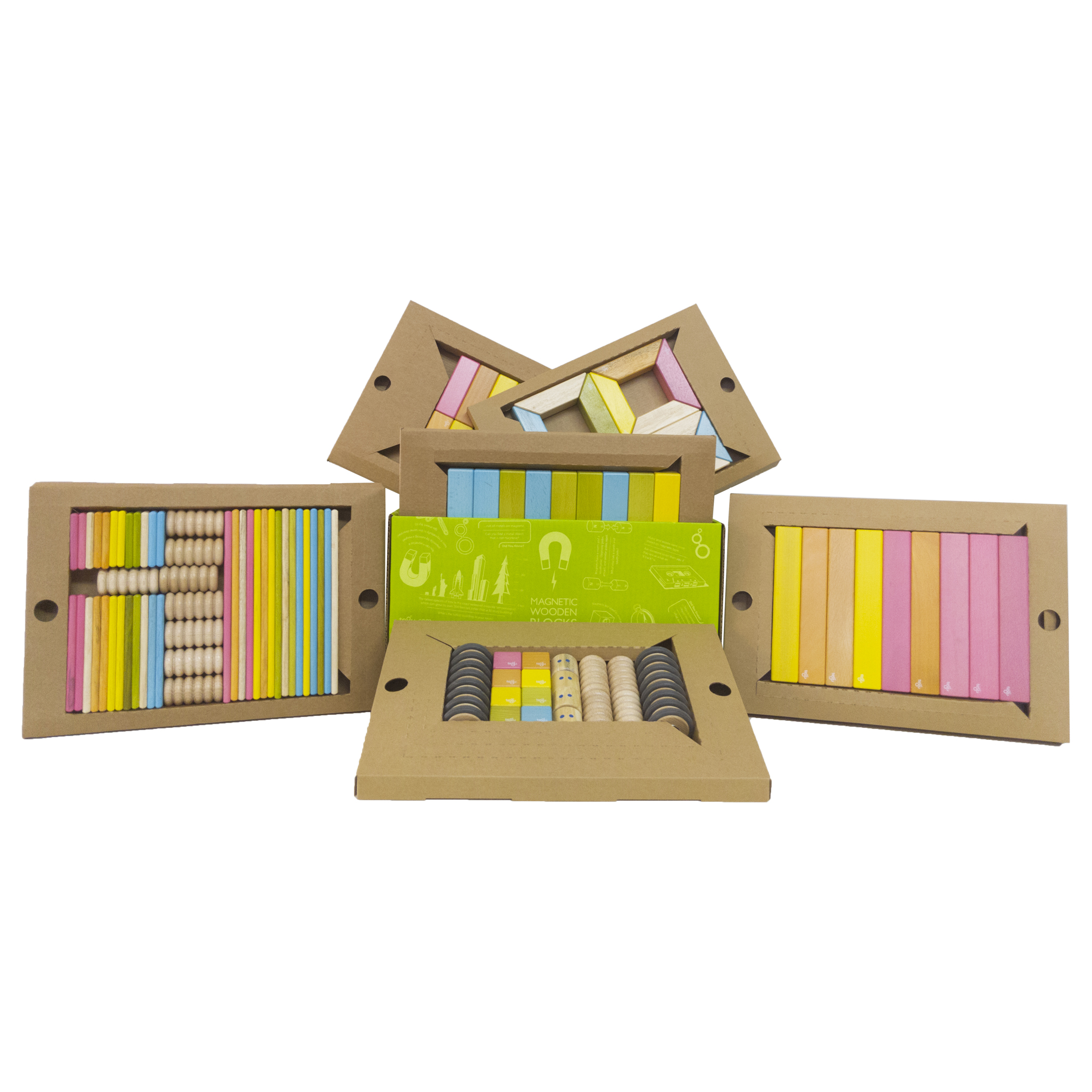 Tegu Classroom Mgnetic Wooden Block Kit, 130 Pieces
