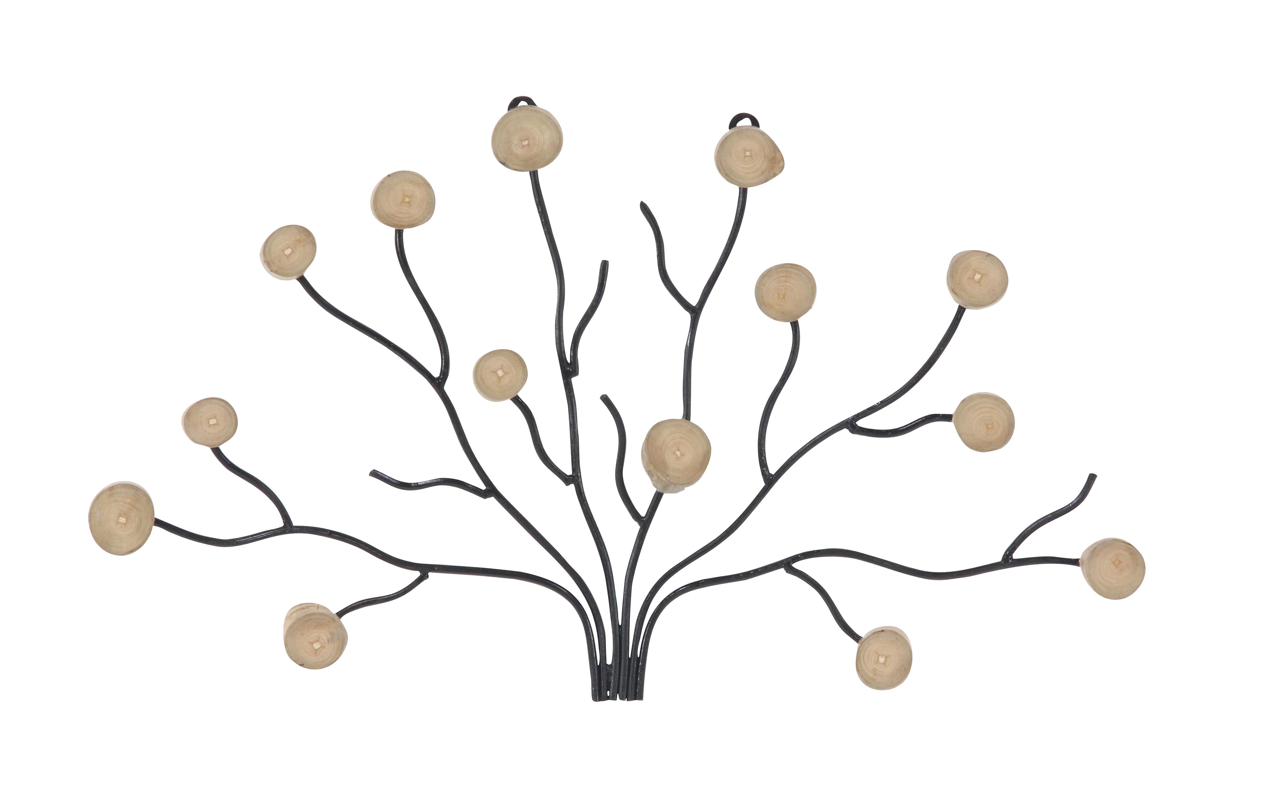 Black Wood Floral Wall Decor, 47" x 2" x 22"