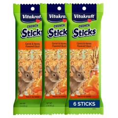 Image of Vitakraft Crunch Sticks Rabbit Treat Carrot & Honey Glazed Mltipk-6 Sticks