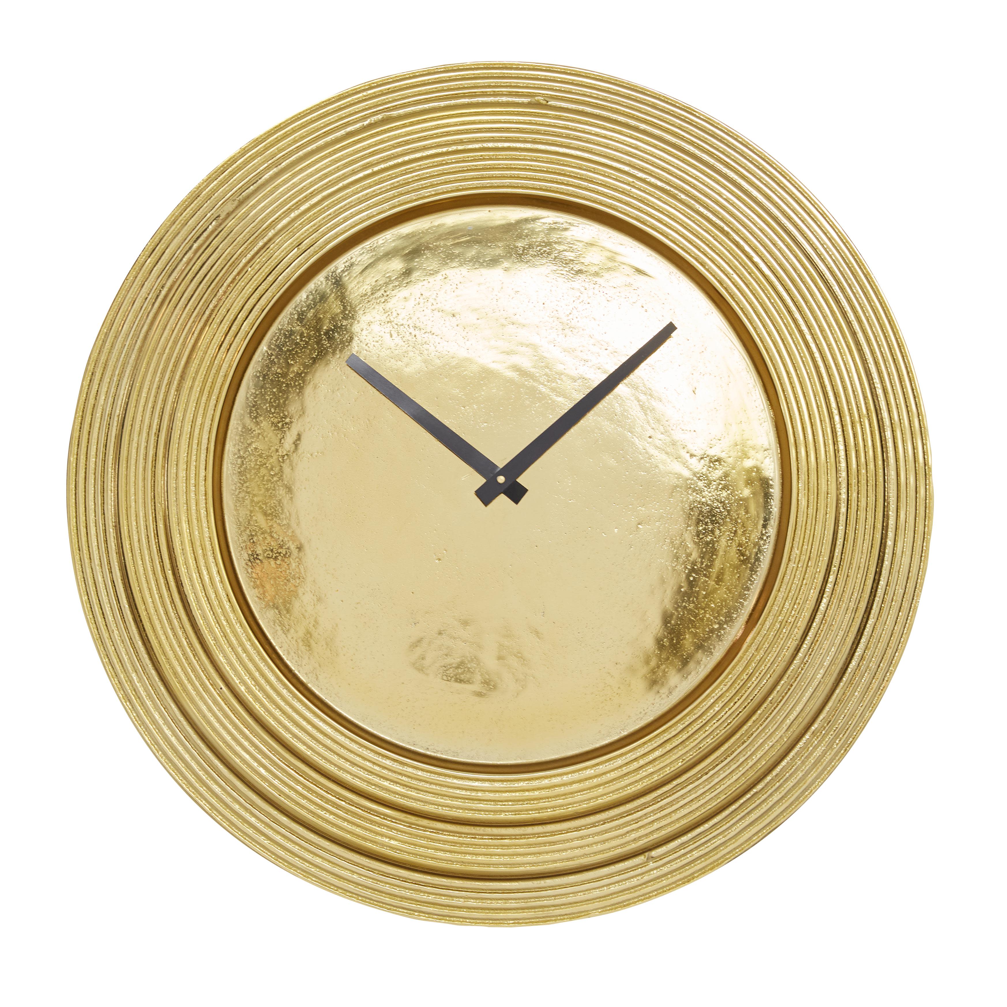 Gold Aluminum Metal  Decorative Wall Clock, 24" x 2" x 24"