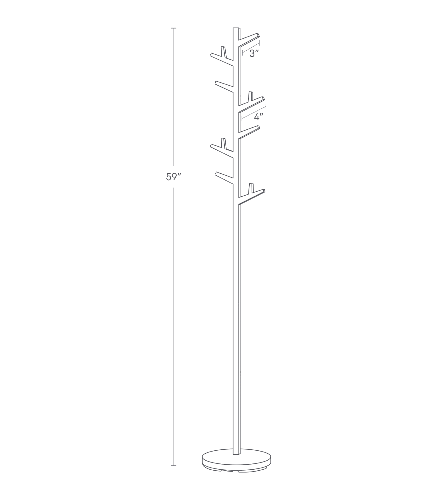 Dimension image for Coat Rack showing a total height of 59
