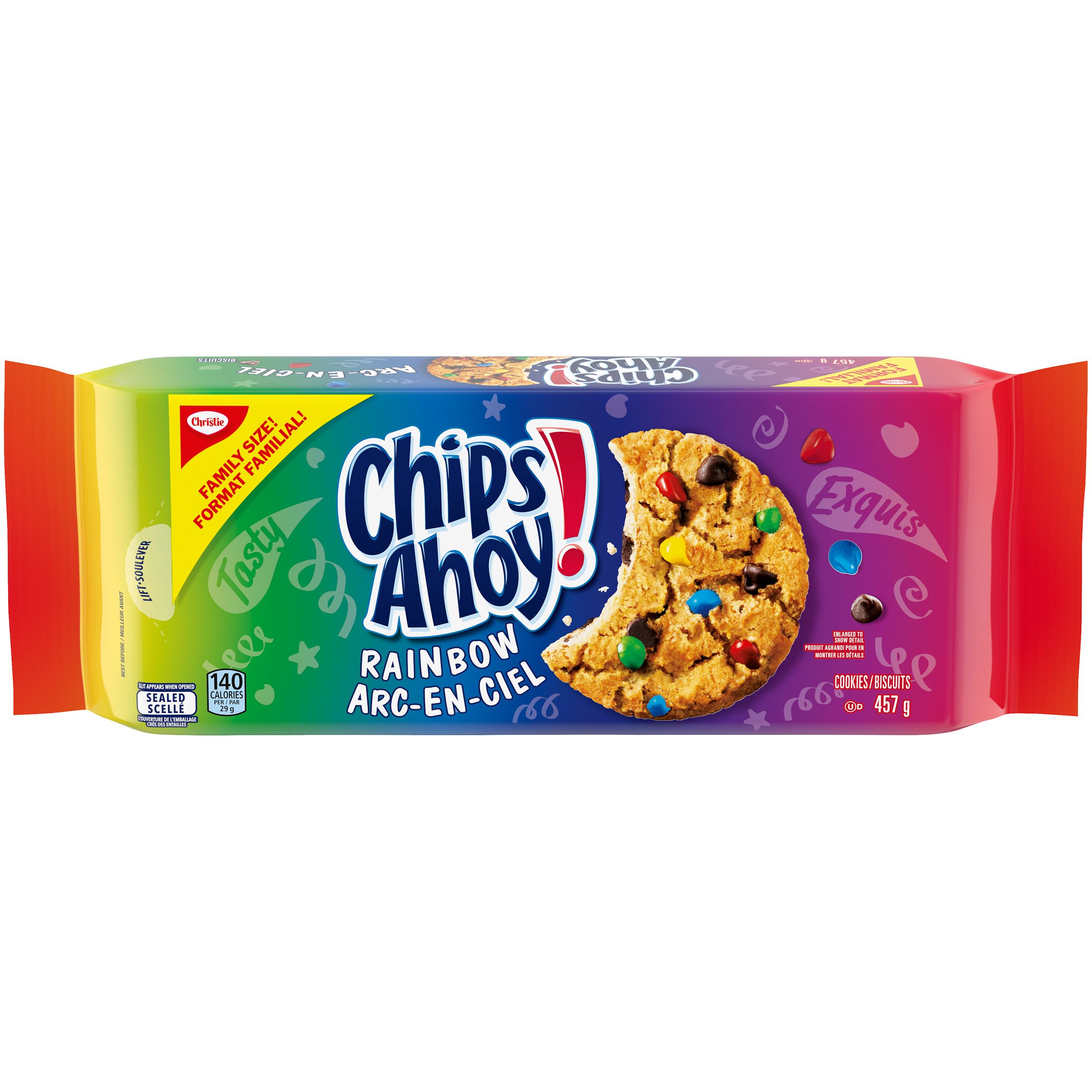 CHIPS AHOY! Rainbow Chocolate Chip Cookies, 1 Family Resealable Pack (457g)-0