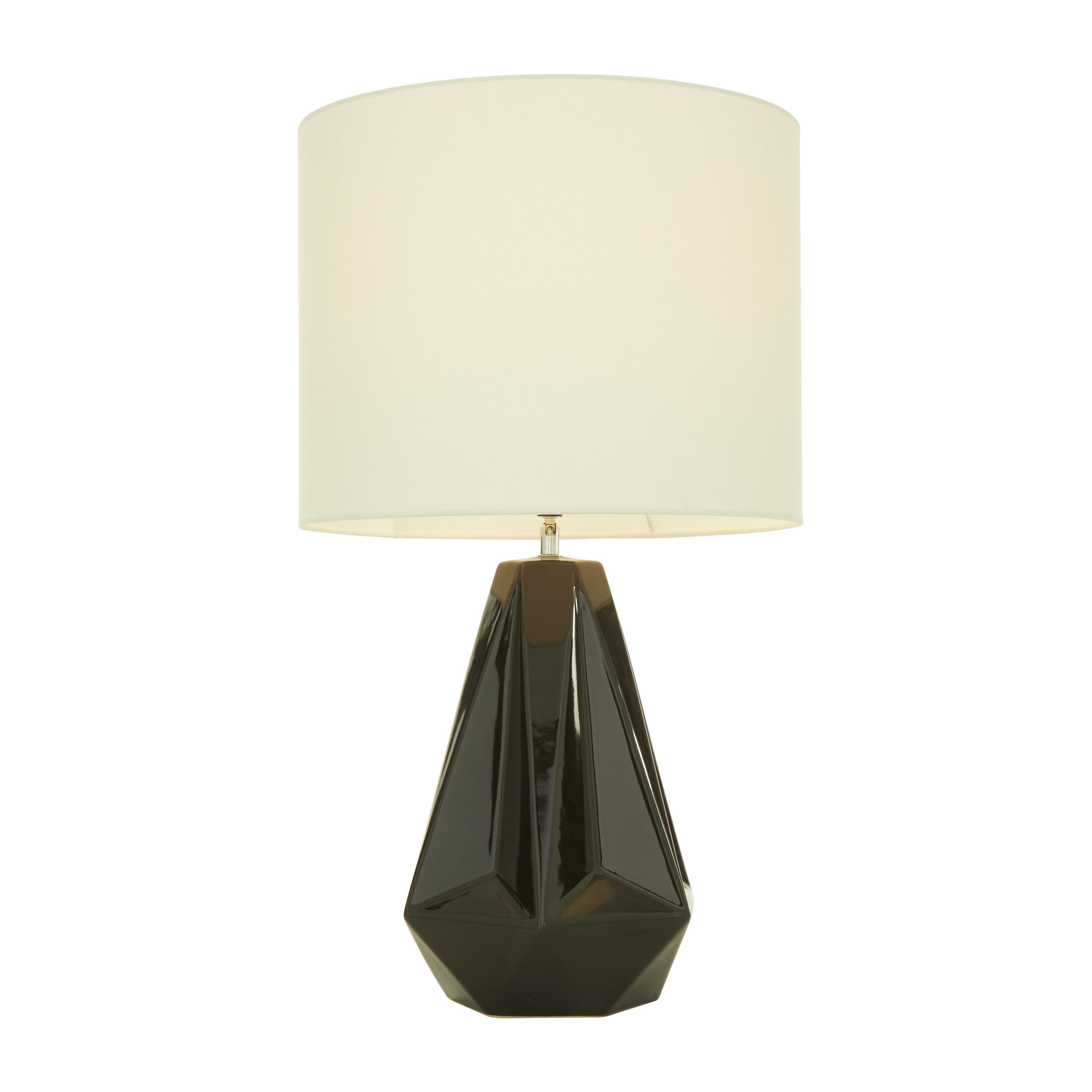 Black Ceramic  Room Table Lamp, 15" x 15" x 26"