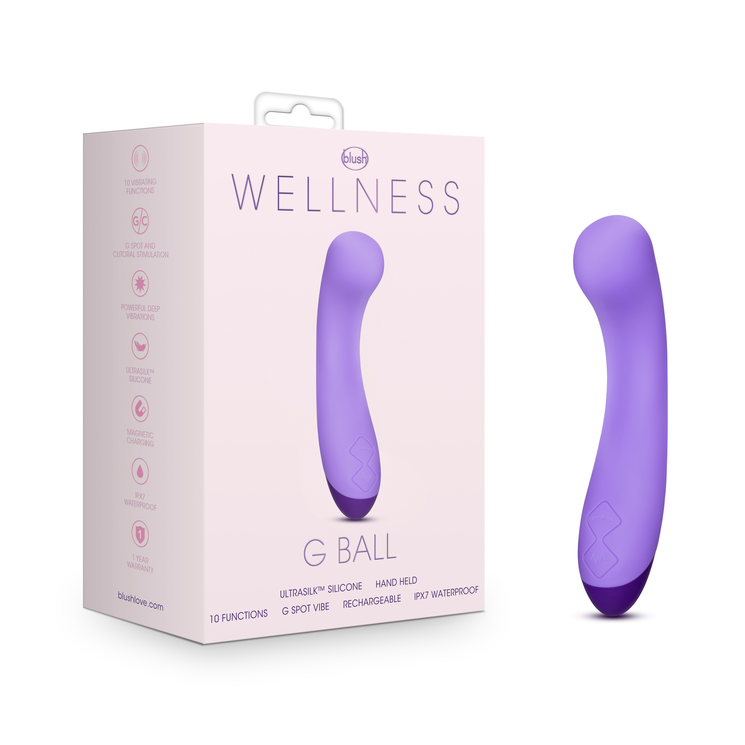 Wellness By Blush? / G Ball G-Spot Purple UltraSilk? Vibrator - Made with Puria? Silicone