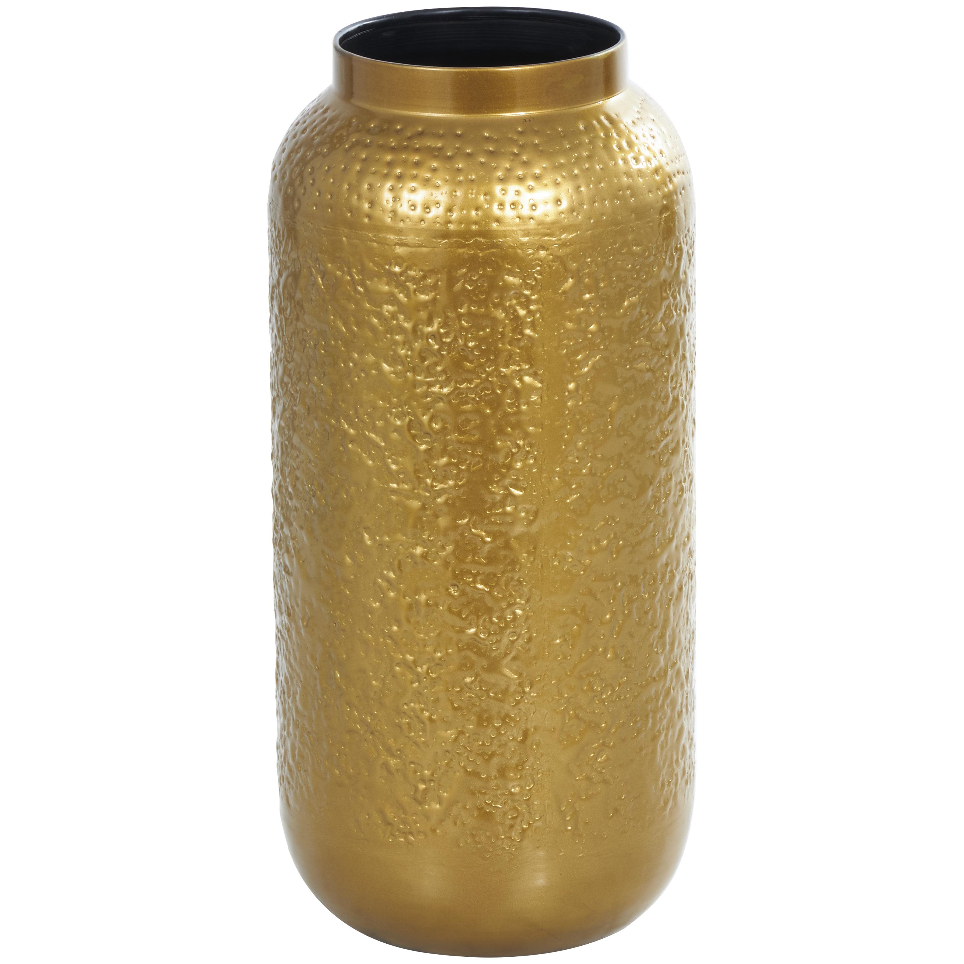 Gold Metal  Textured Hammered Decorative Vase, 9" x 9" x 19"