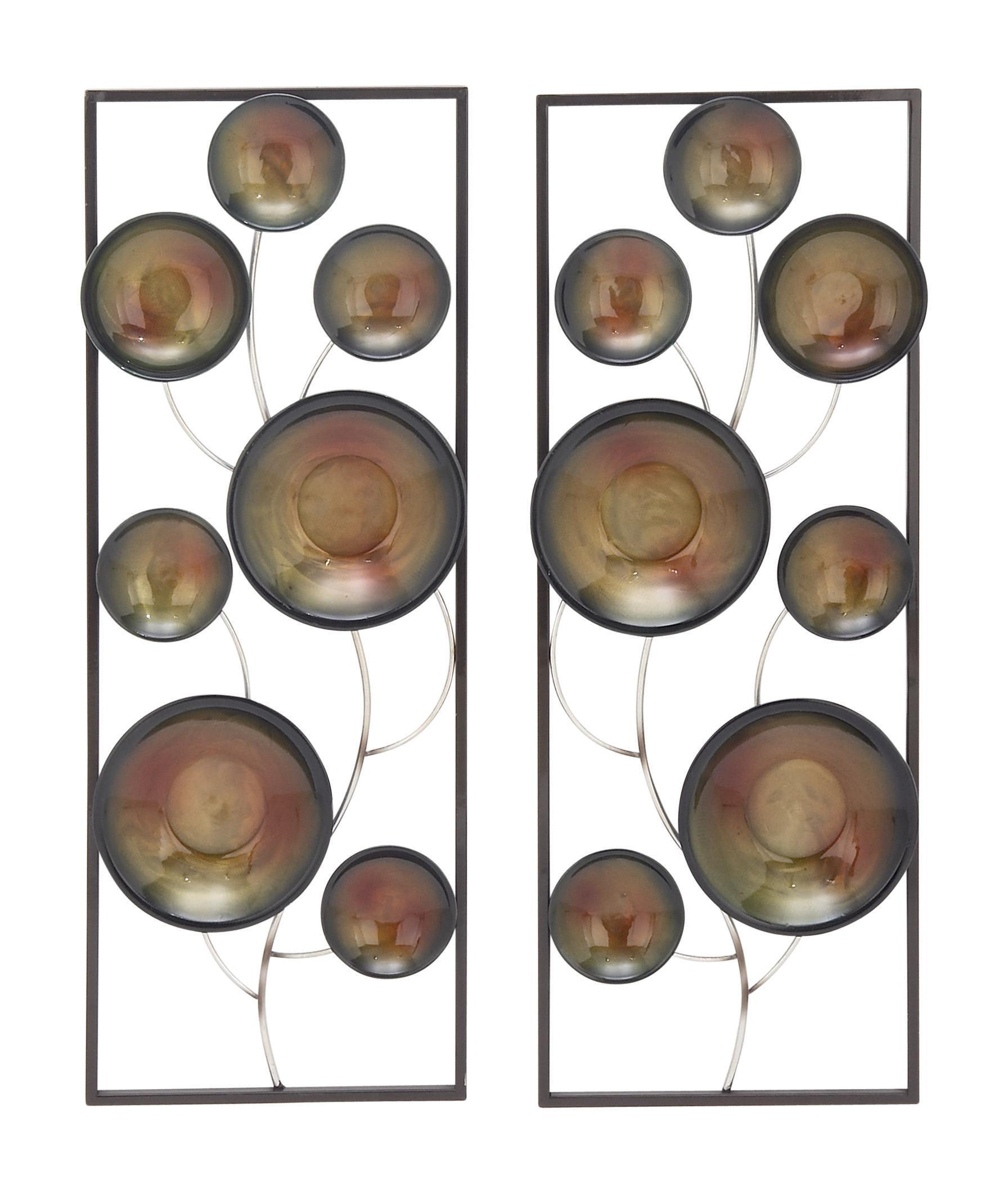 Brass Metal Contemporary Wall Decor, Set of 2 32" x 12" x 2"