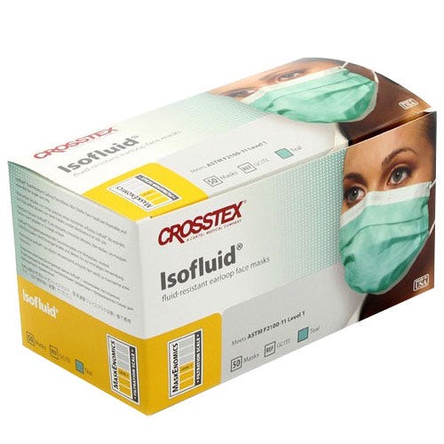 Isofluid® Mask Earloop, Teal, Level 1, 50/Box