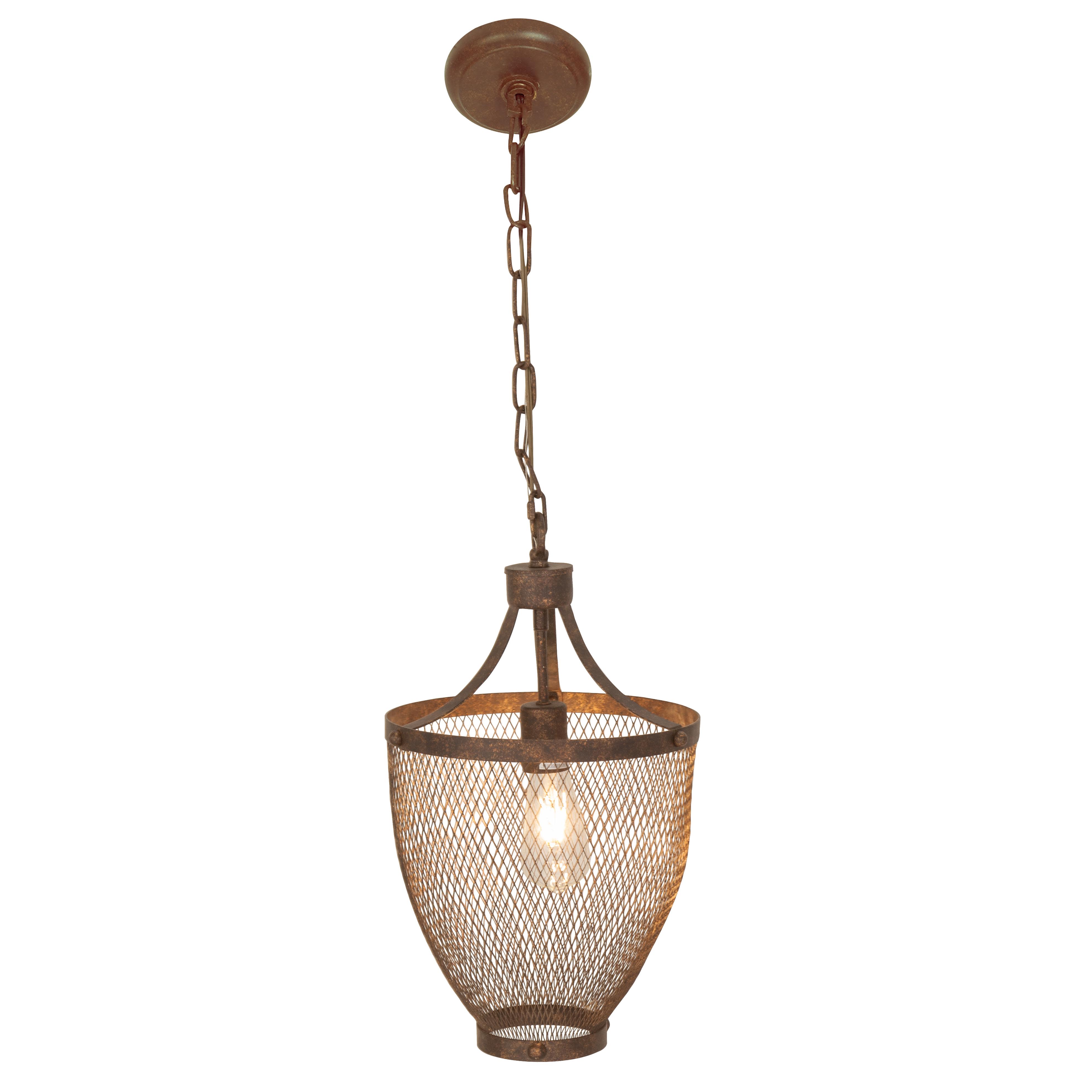 Brown Metal  Pendant, 12" x 12" x 20"( needs re-wired) 