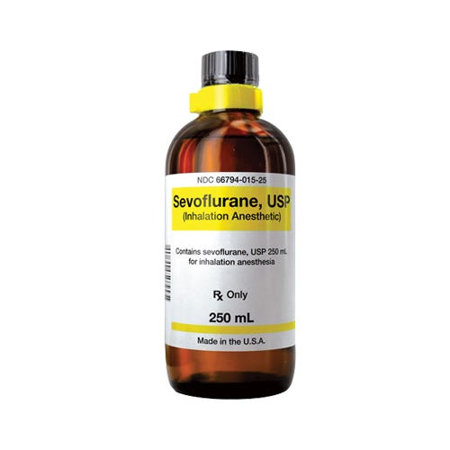 Sevoflurane Inhalation Anesthetic, 250ml Glass Bottle