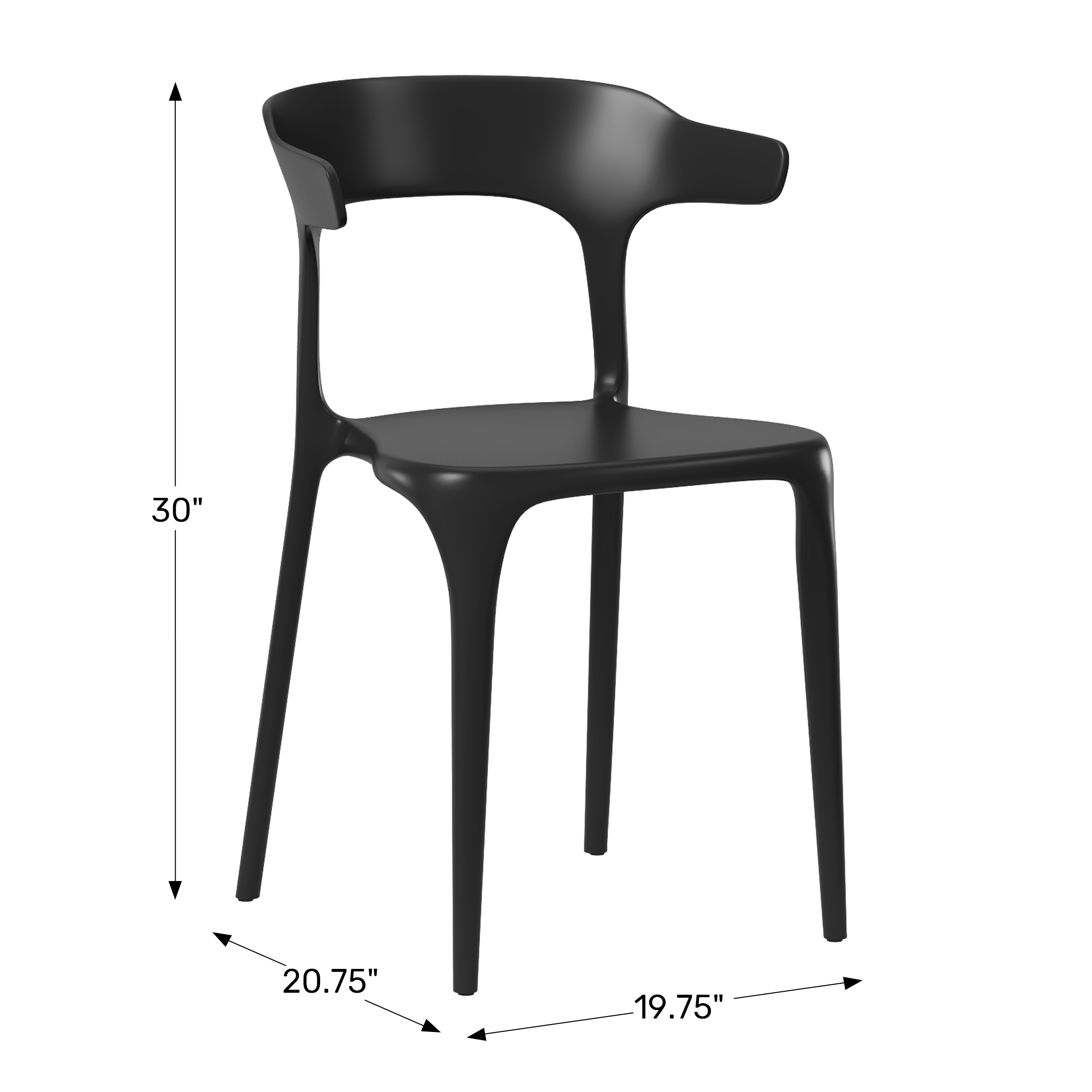 Modern Stackable Resin Plastic Patio Dining Chair (Set of 4)WWT Spec Image