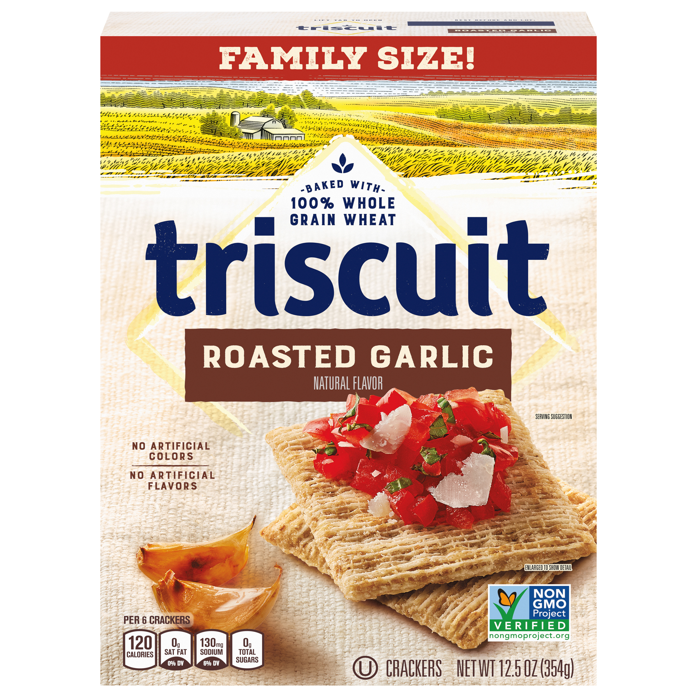 Triscuit Roasted Garlic Whole Grain Wheat Crackers, Family Size, 12.5 oz-thumbnail-0