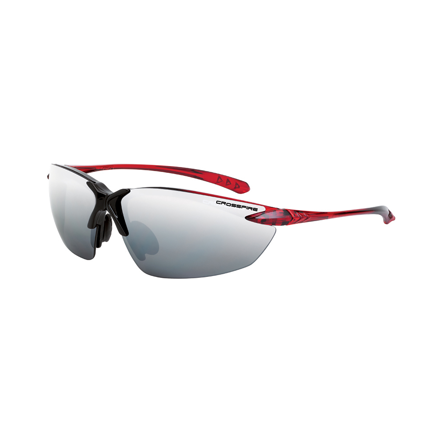 Sniper Premium Safety Eyewear - Shiny Black/Burgandy Red Frame - Silver Mirror Lens