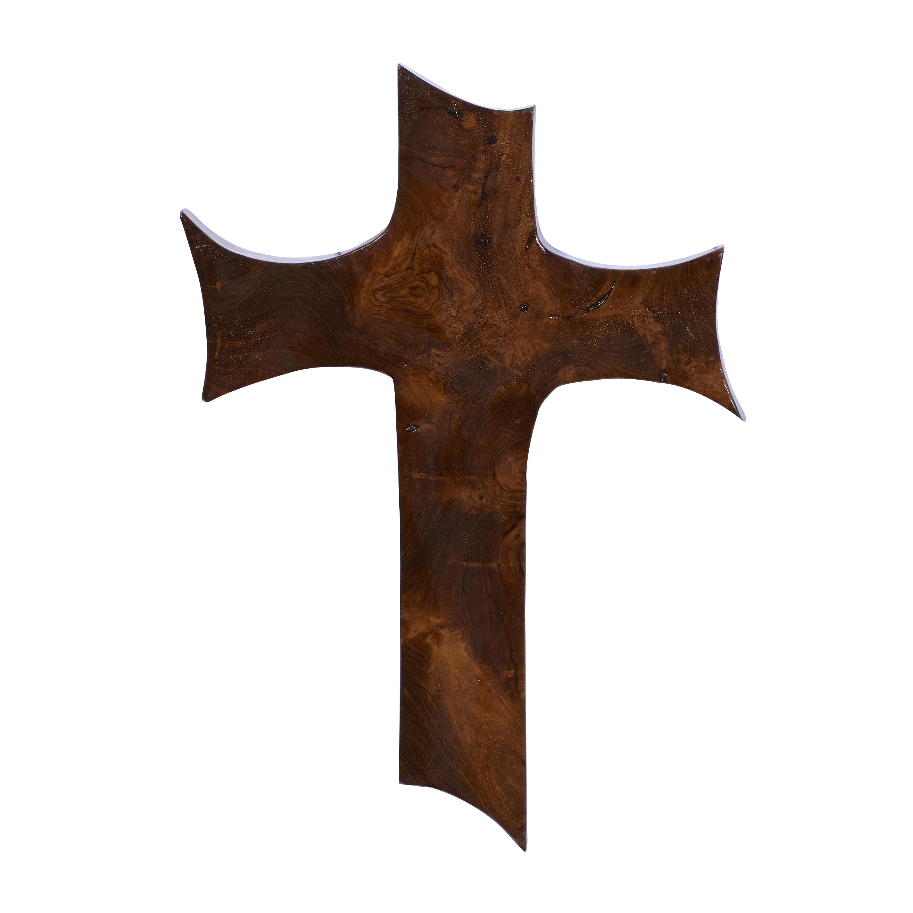 Brown Teak Wood Cross Handmade Wall Decor, 10" x 1" x 14"