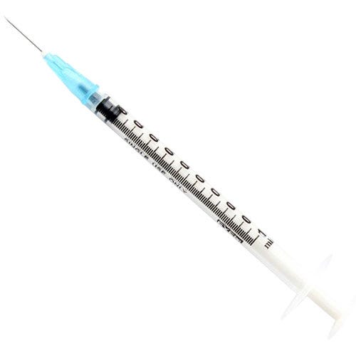 1cc Syringe with Needle 27G x 1/2" Luer Slip 100/Box