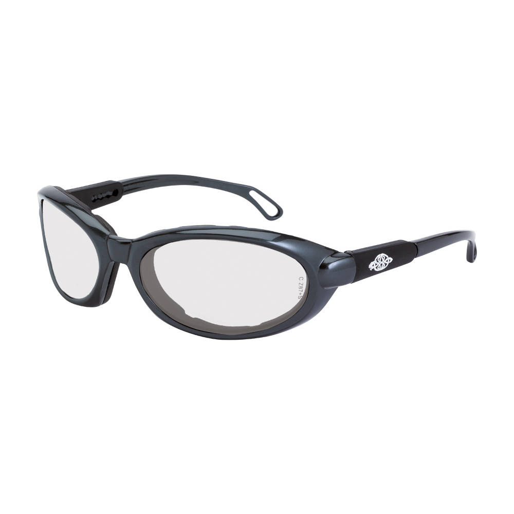 MK12 Foam Lined Safety Eyewear - Shiny Pearl Gray Frame - Indoor/Outdoor Anti-Fog Lens
