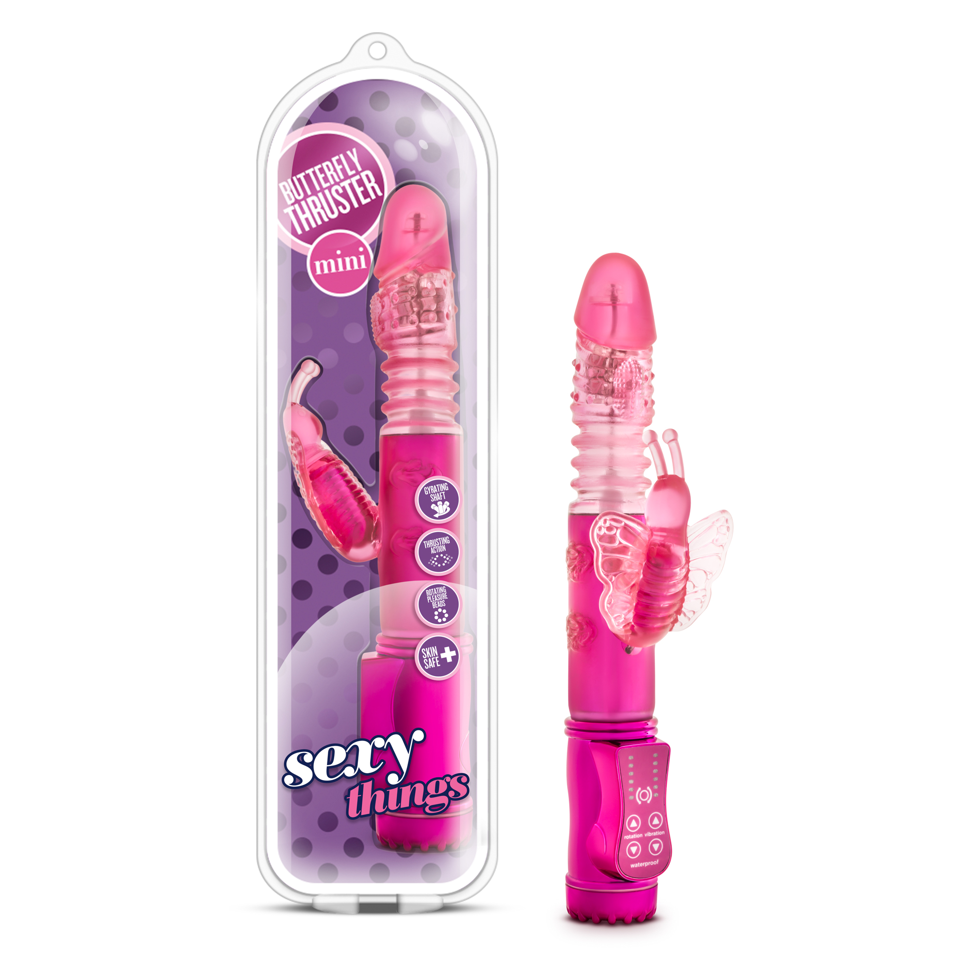 Blush Sexy Things Butterfly Thruster Mini Fuchsia 9.75-Inch Rabbit Vibrator