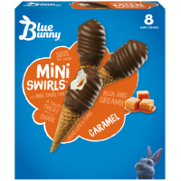 Mini Swirls Caramel Cones, Frozen Dessert, 8 Pack