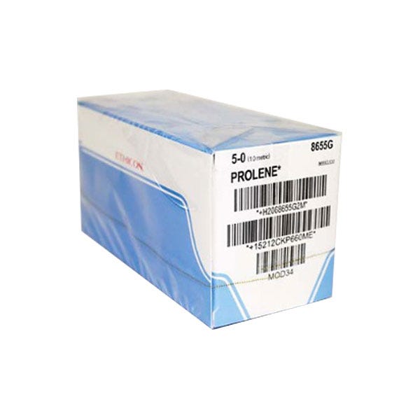 PROLENE® Polypropylene Blue Monofilament Sutures, 5-0, PS-5, 18” - 12/Box