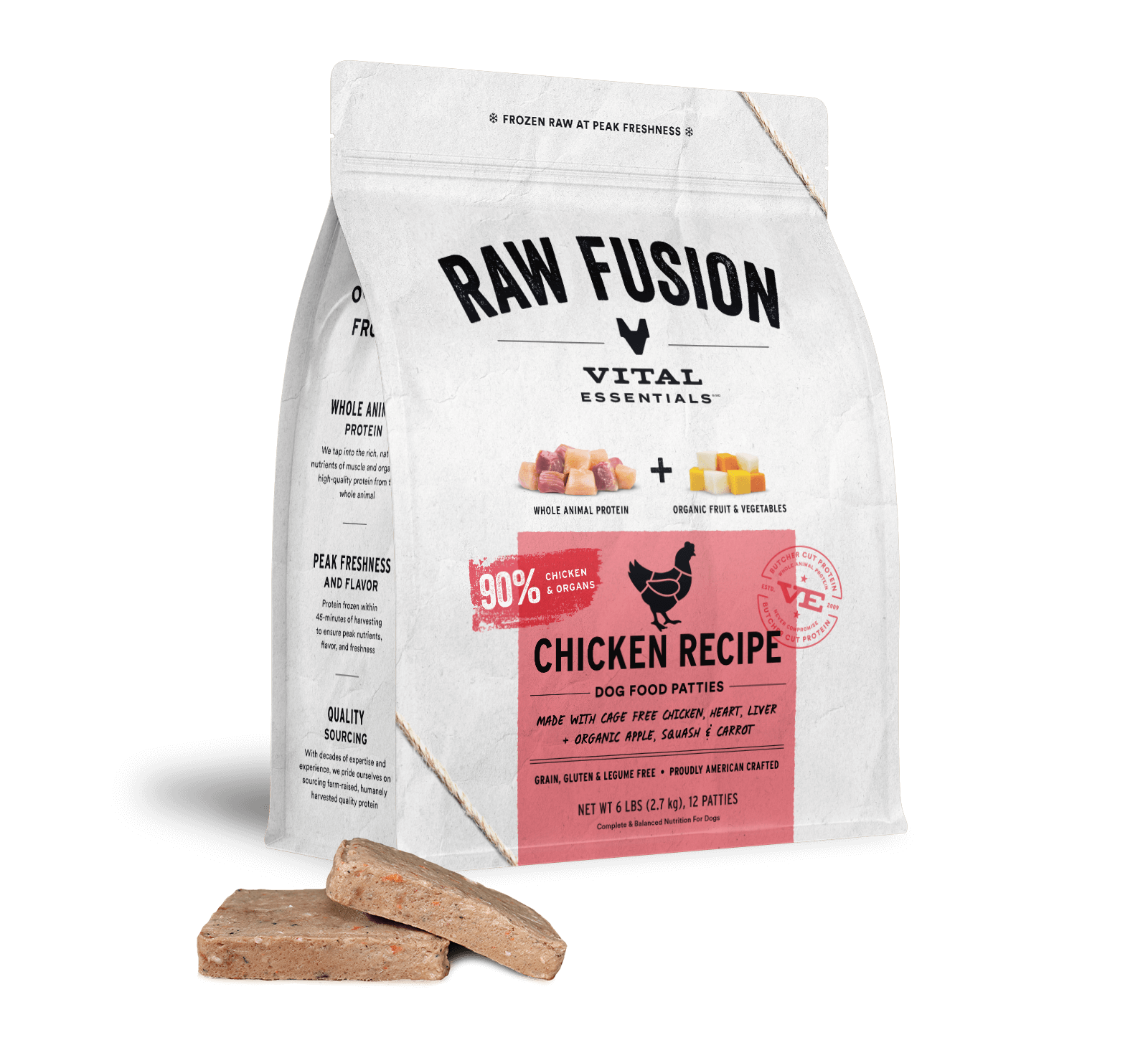 Vital Essentials RAW FUSION Frozen Raw Chicken Recipe Dog Food Patties - Health/First Aid
