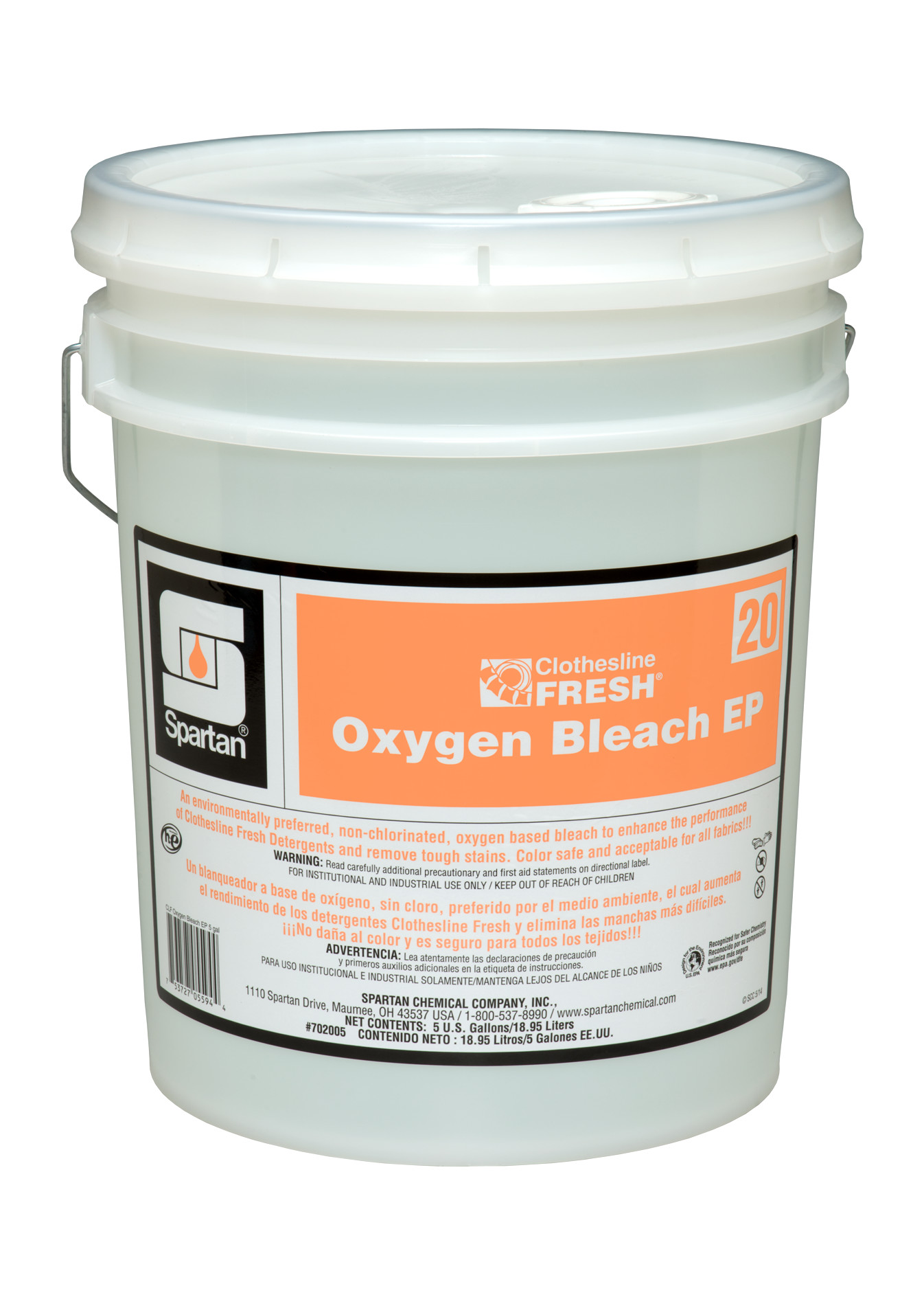 Spartan Chemical Company Clothesline Fresh Oxygen Bleach EP 20, 5 GAL PAIL