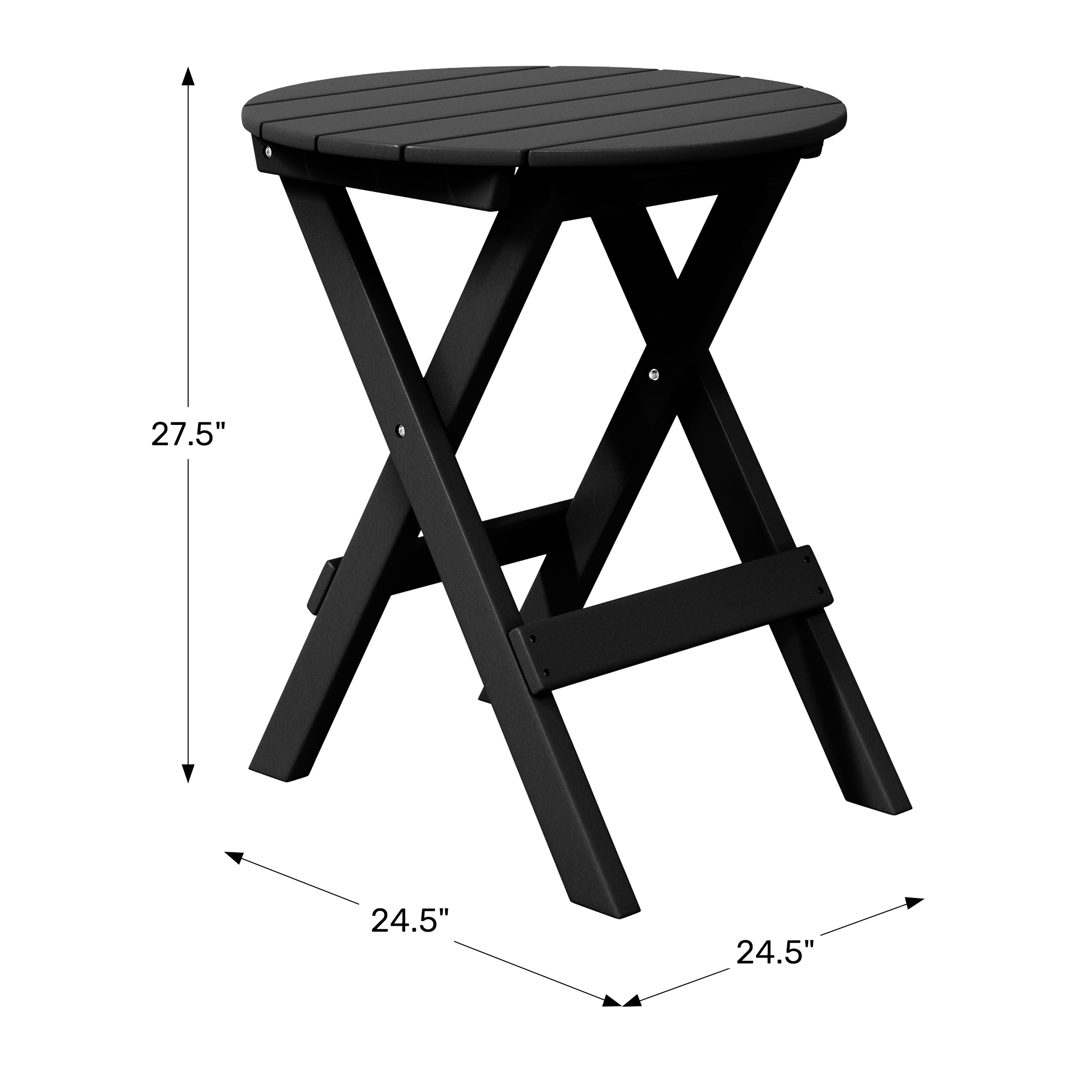 HDPE Outdoor 24.5 Inch Round Portable Folding Patio Dining TableWWT Spec Image