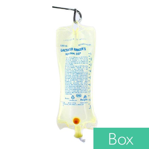 Lactated Ringer's, 1000ml Plastic Bag for Injection - 12/Case