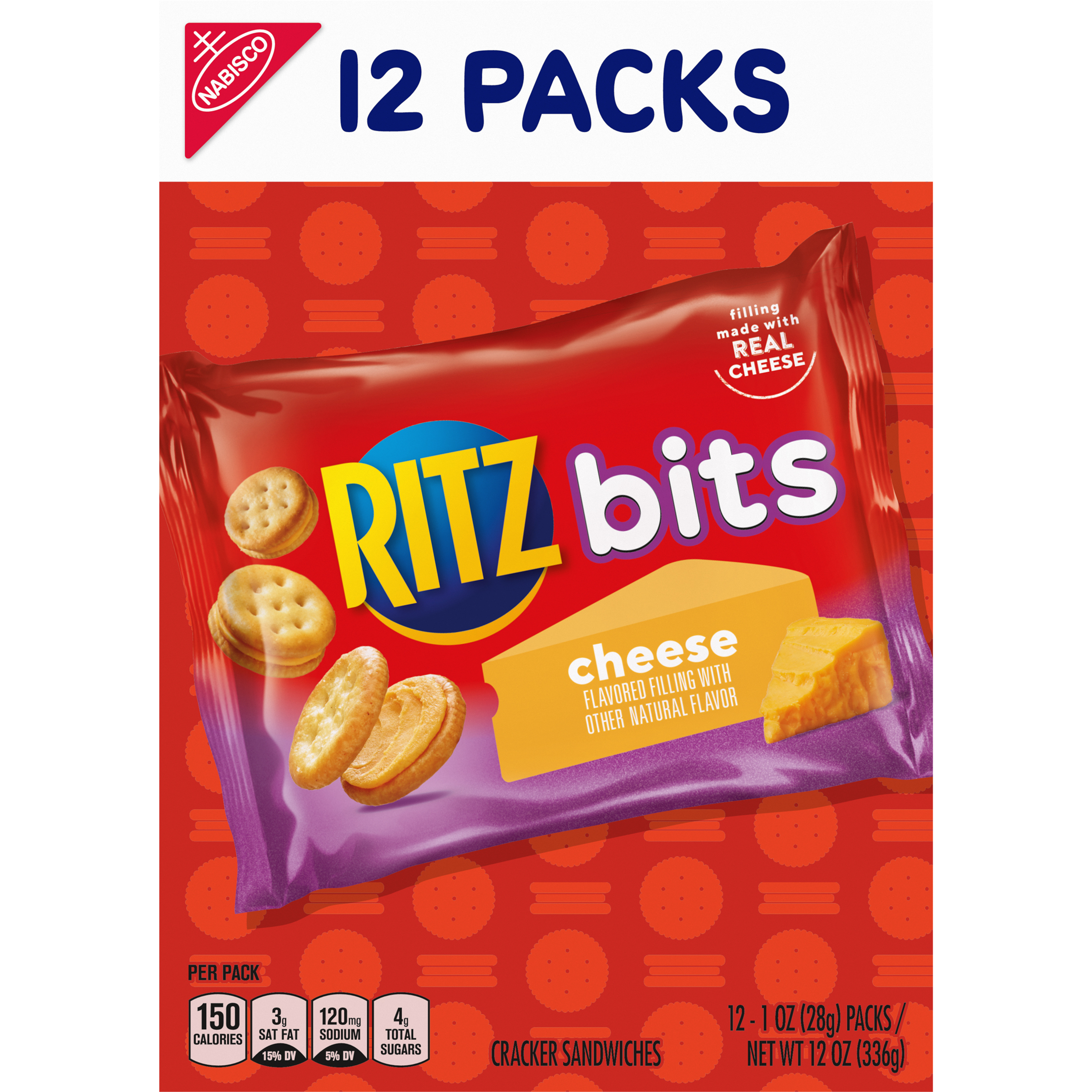 RITZ Bits Cheese Sandwich Crackers, 12 Snack Packs-thumbnail-2