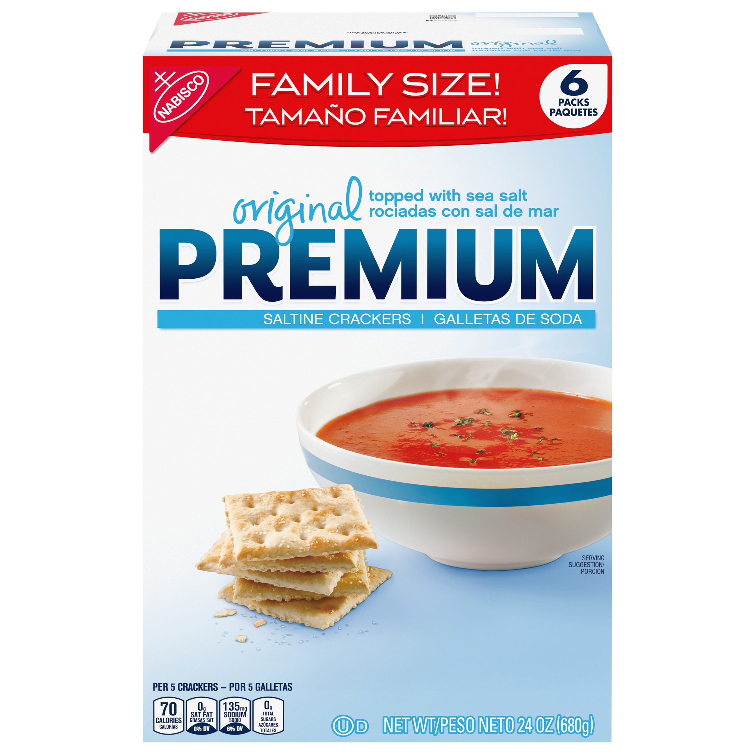 Premium Original Saltine Crackers, Family Size, 24 oz