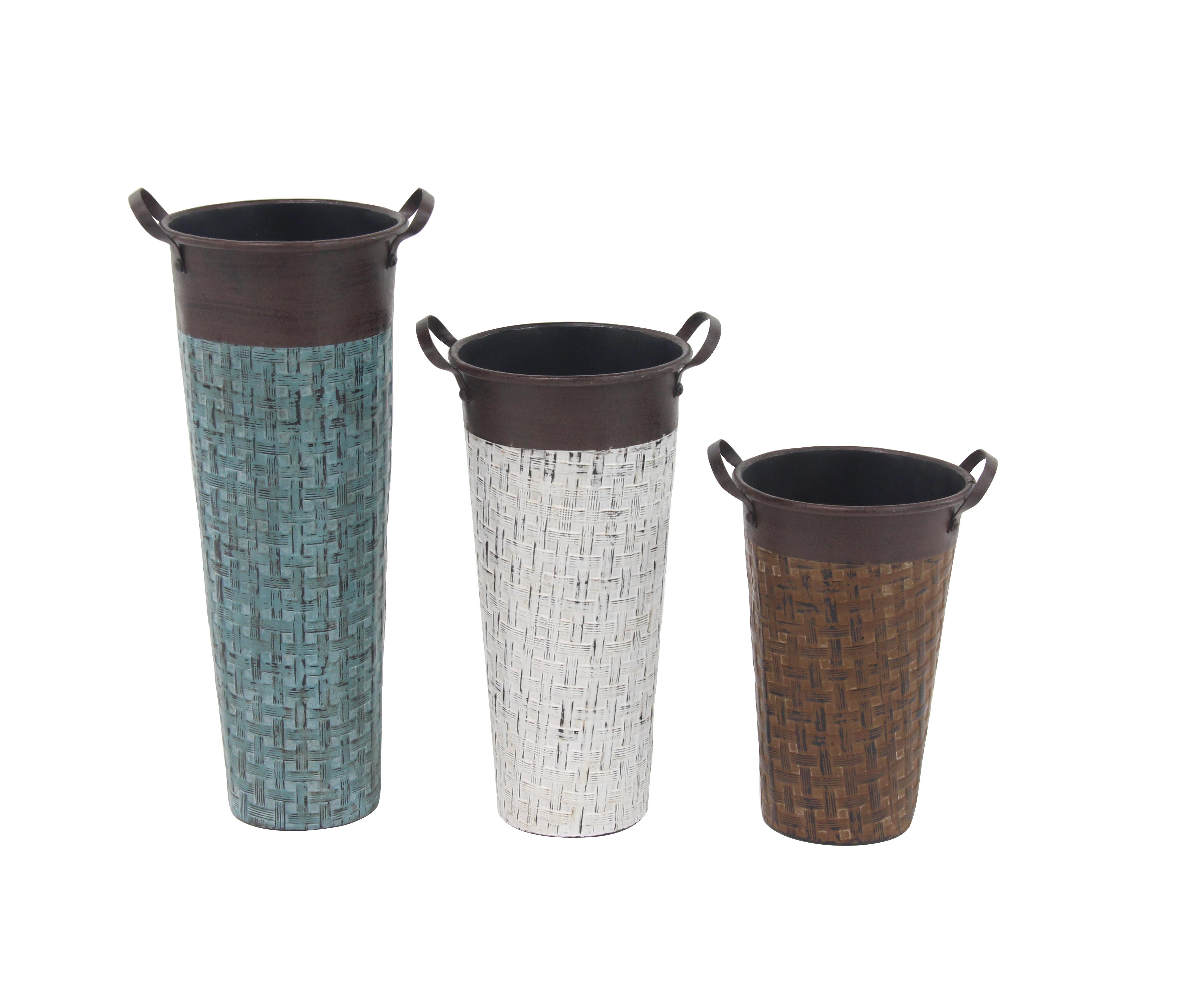 Multi Colored Metal  Planter, Set of 3 14",17", 20"H