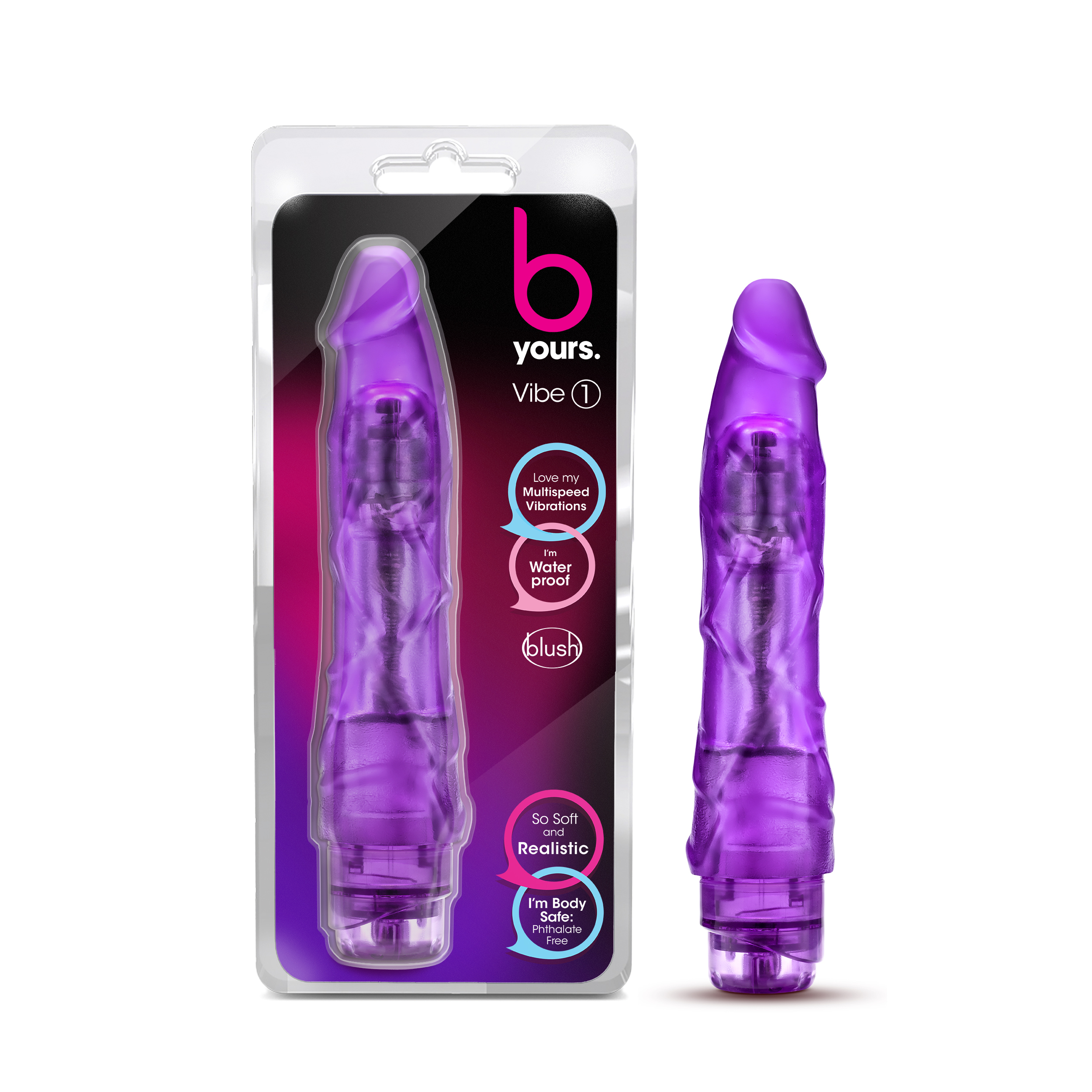 Blush B Yours Vibe #1 Realistic Purple 9-Inch Long Vibrating Dildo