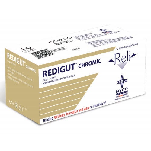 Reli® REDIGUT® Chromic Gut  Sutures, 4-0 MX-1 (C-31) 27" - 12/Box