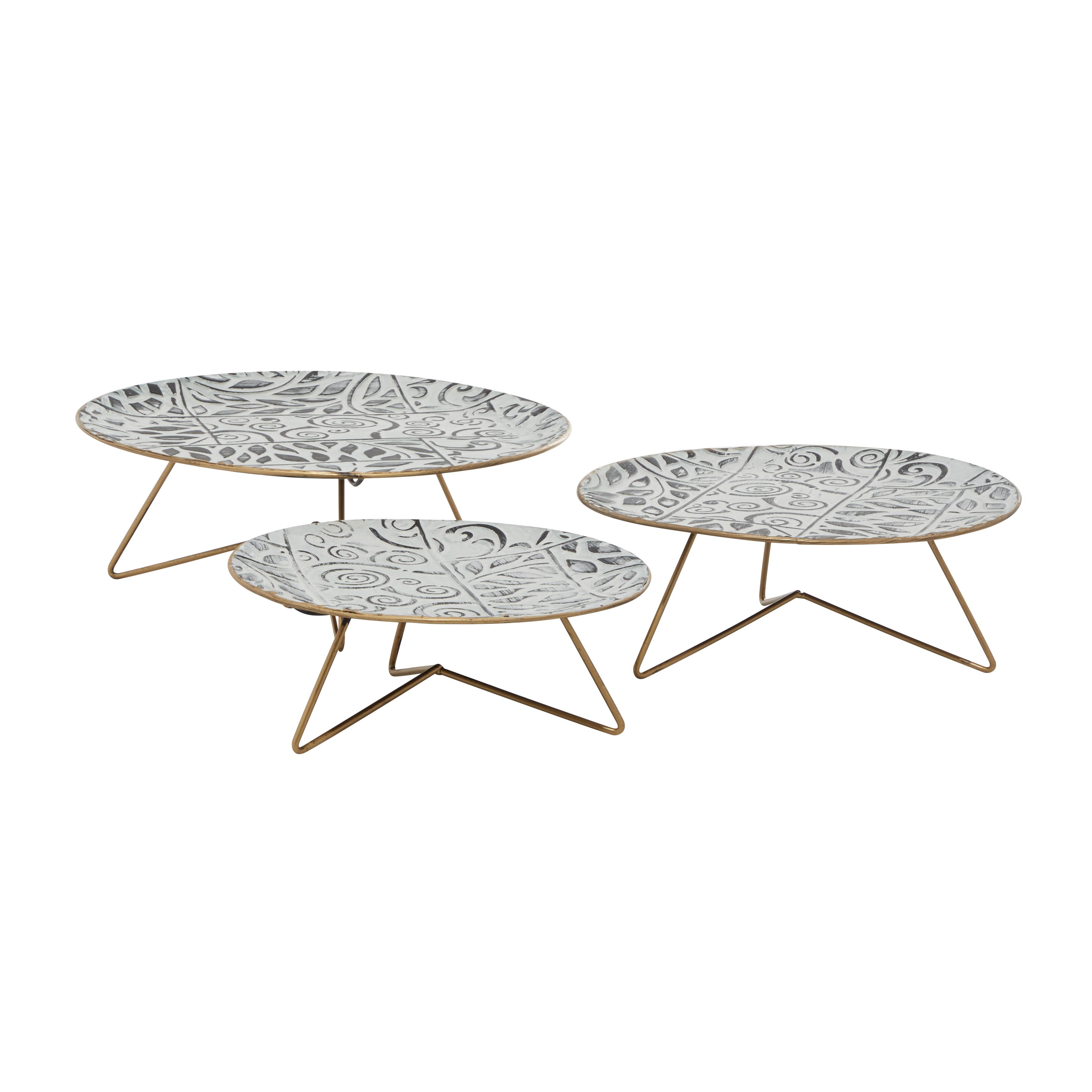 White Metal  Cake Stand,11", 12", 14"W (only 2 pieces)