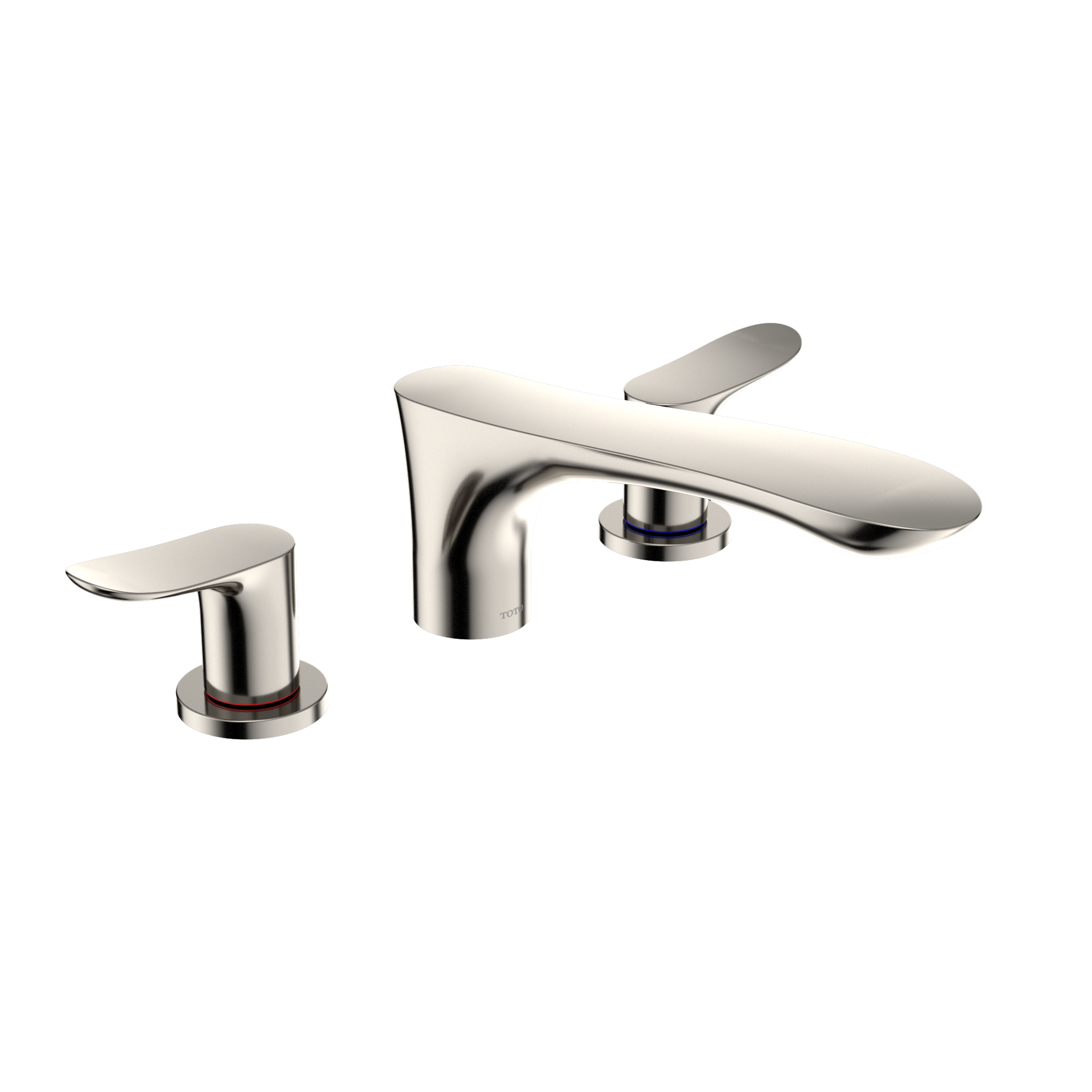 TOTO GO Two-Handle Deck-Mount Roman Tub Filler Trim, Polished Nickel, Brass, TBG01201U#PN