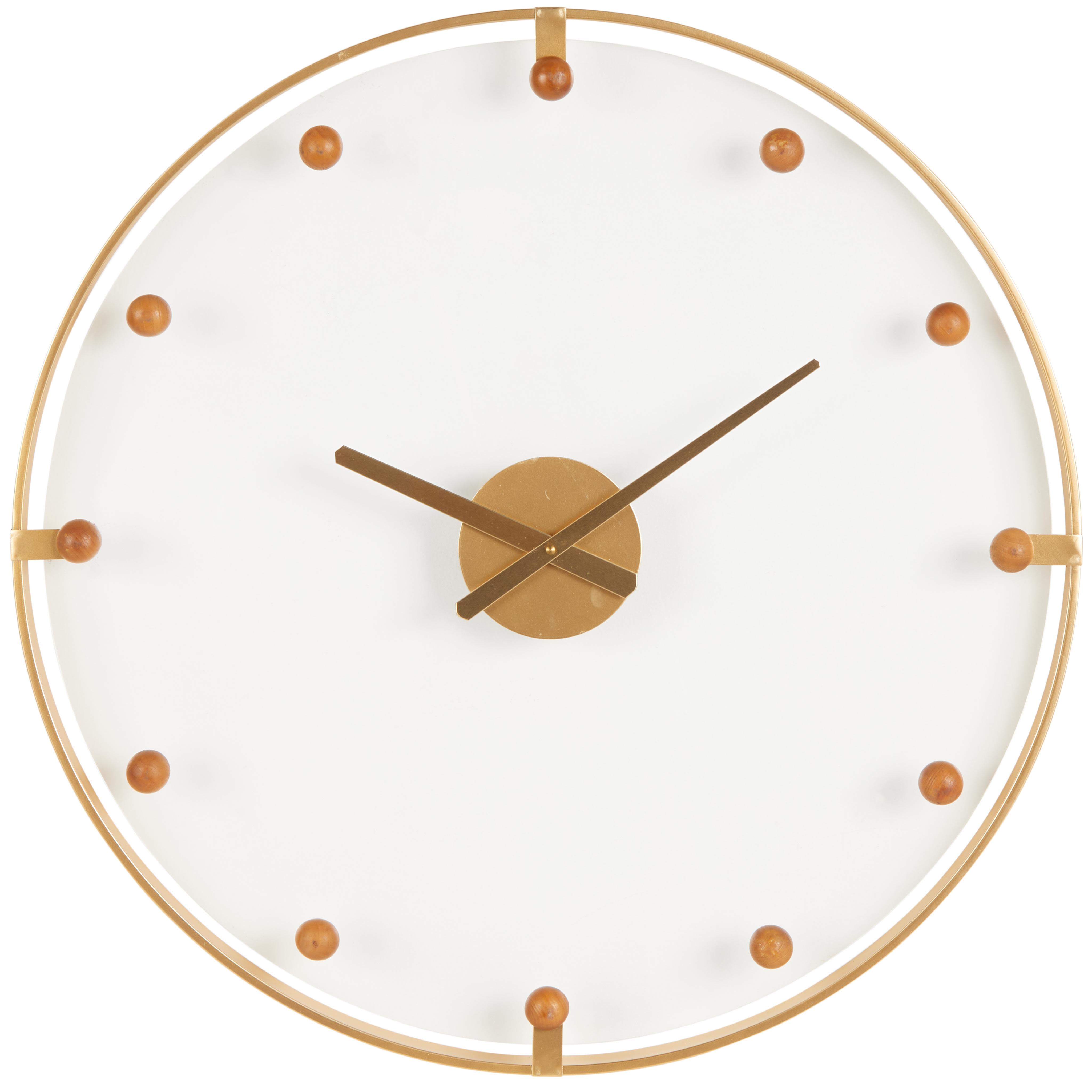 (2 packs) Gold Metal  Decorative Wall Clock with Acrylic Face and Ball Accents, 28\" x 2\" x 28\"